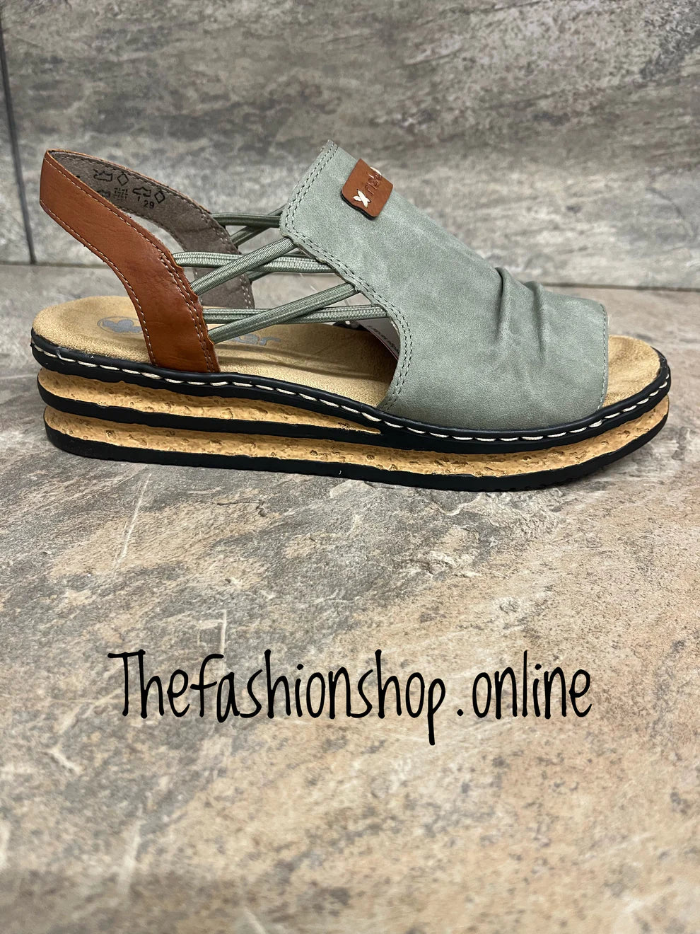 Rieker green wedge sandal sizes 4-8 (37-42)