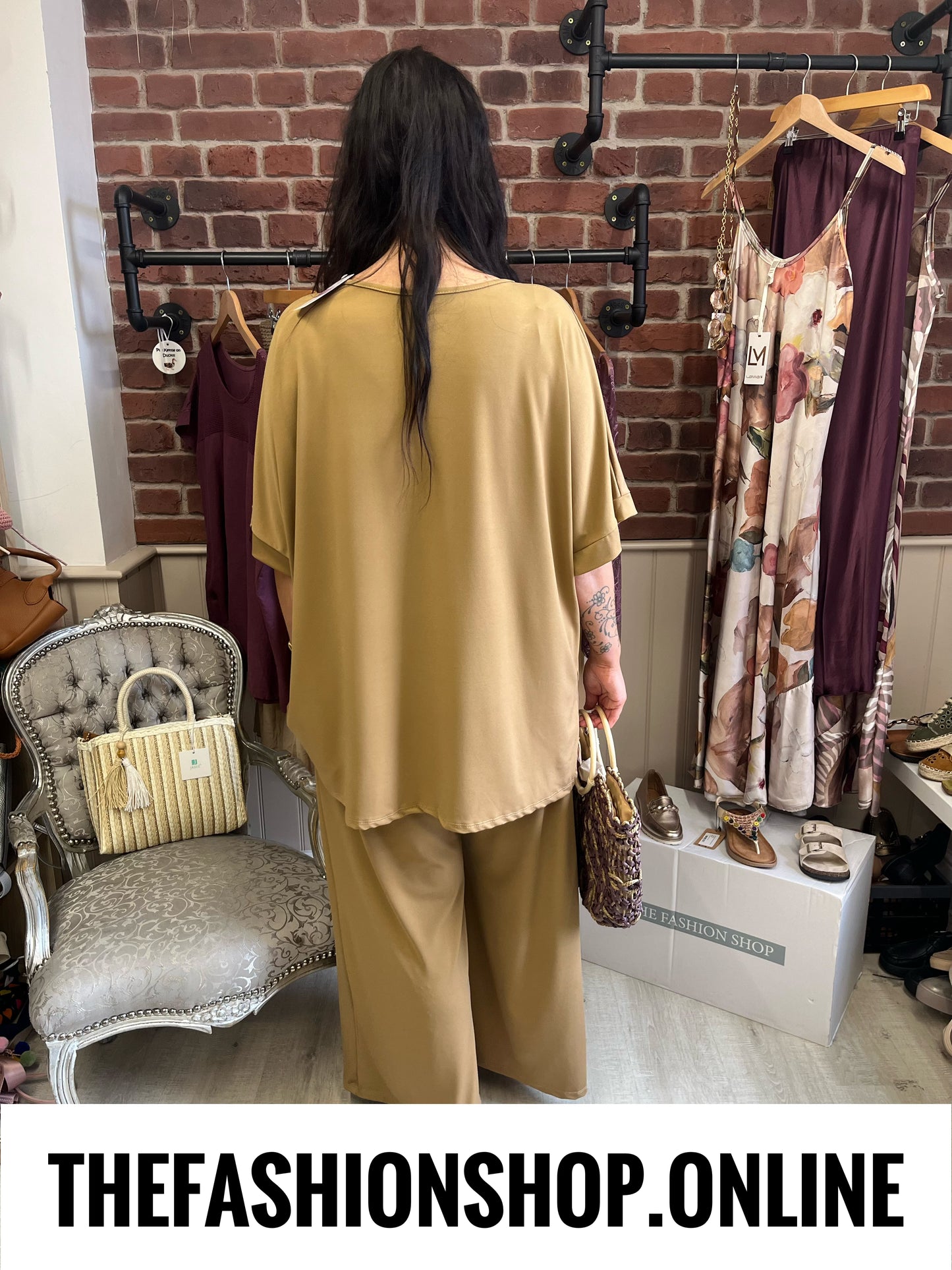 Melissa camel statement neck top 16-24