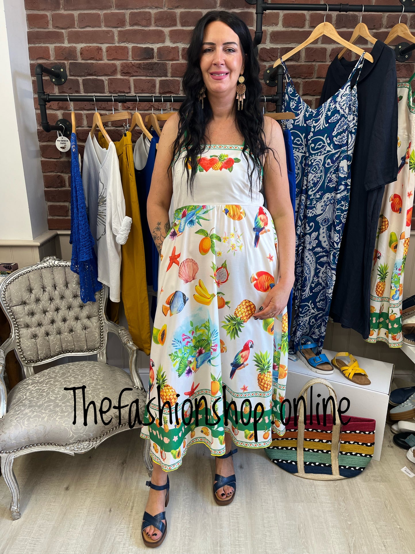 Stella Morgan tropical strap midi dress sizes 8-16