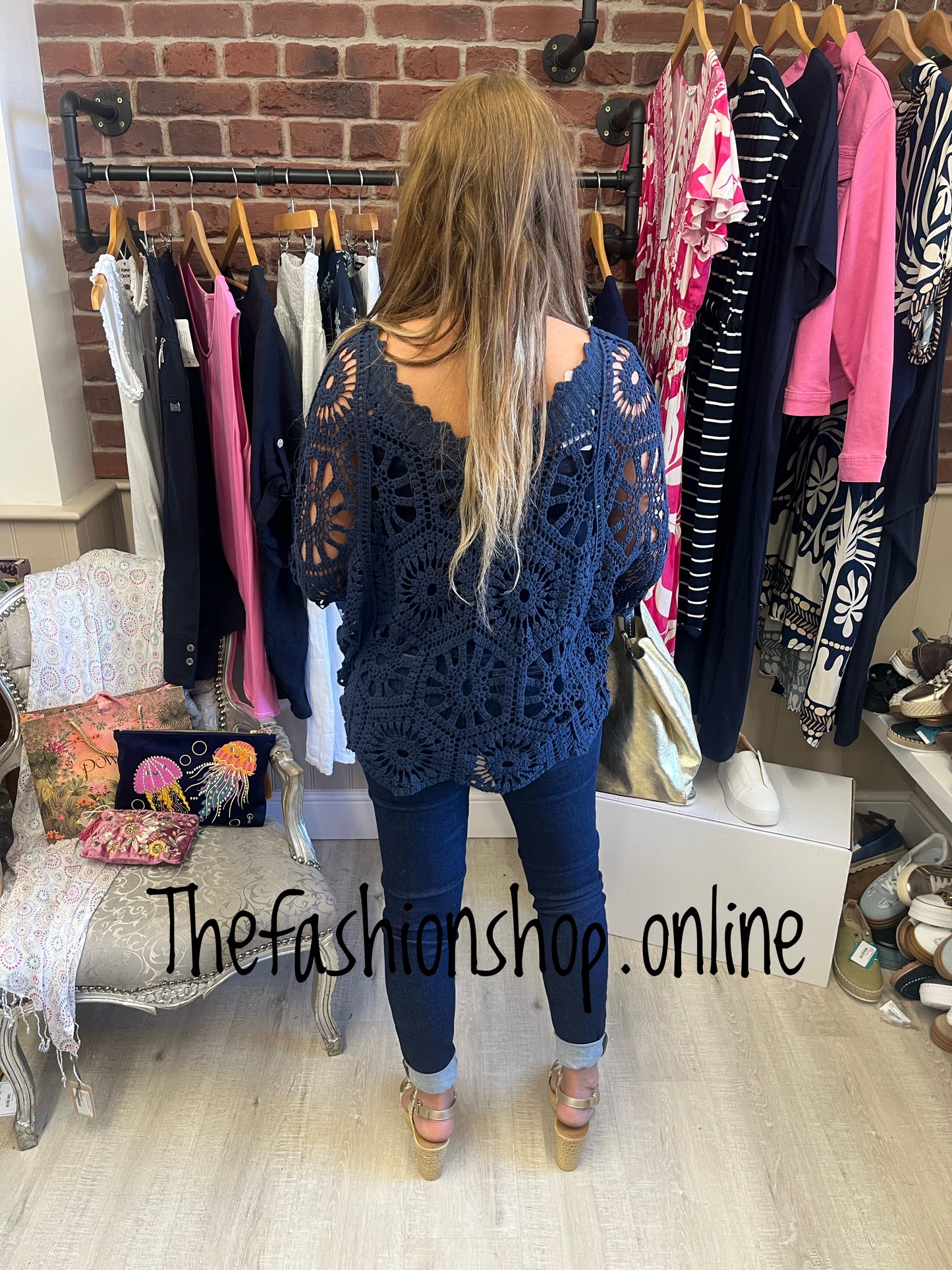 Mabel navy crochet top with vest 10-16