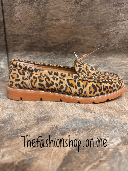 Jo & Joe leopard Shore leather suede loafer sizes 4-8 (37-41)