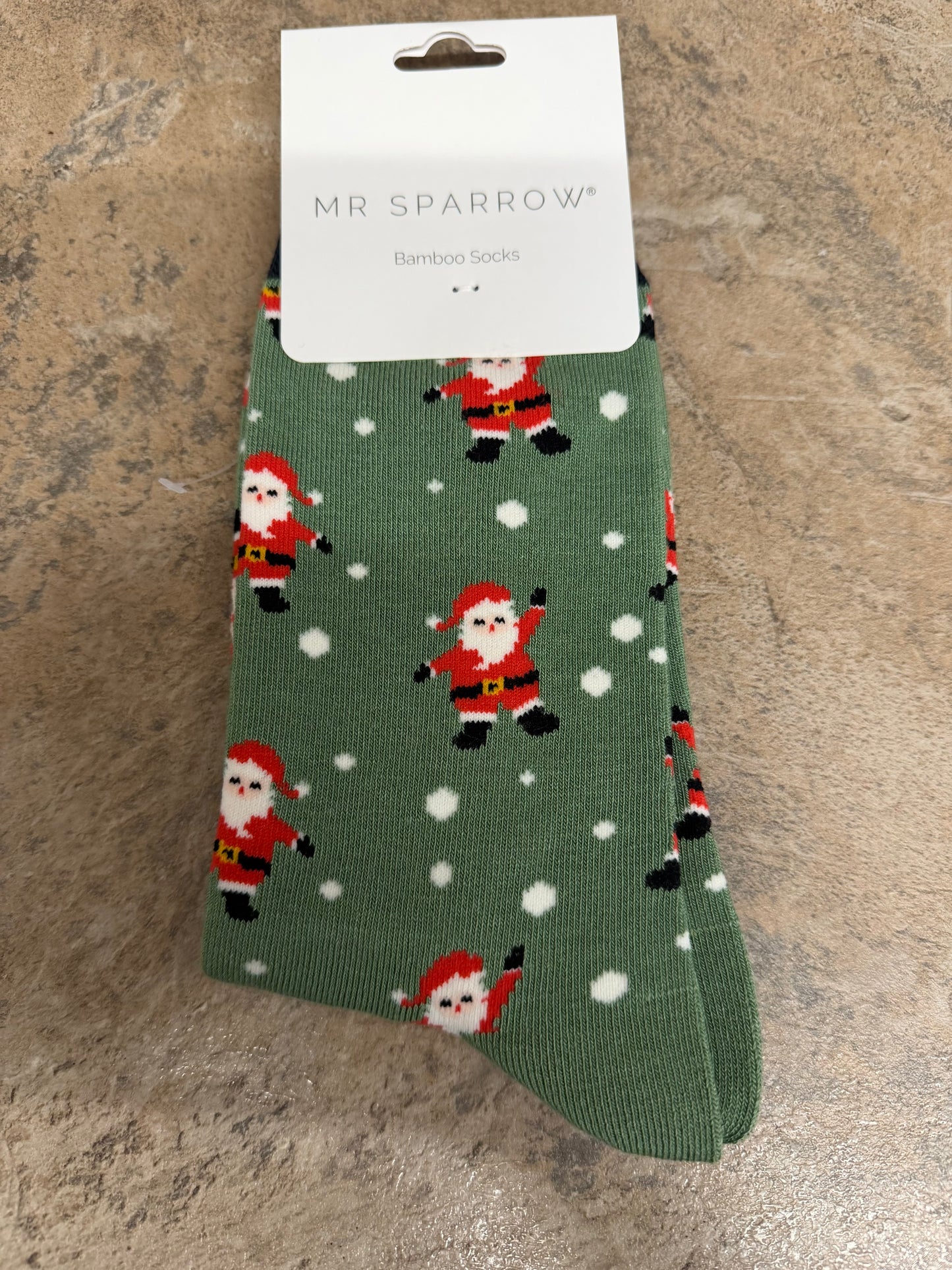 Mr Sparrow Jolly Santa Green Socks 7-11