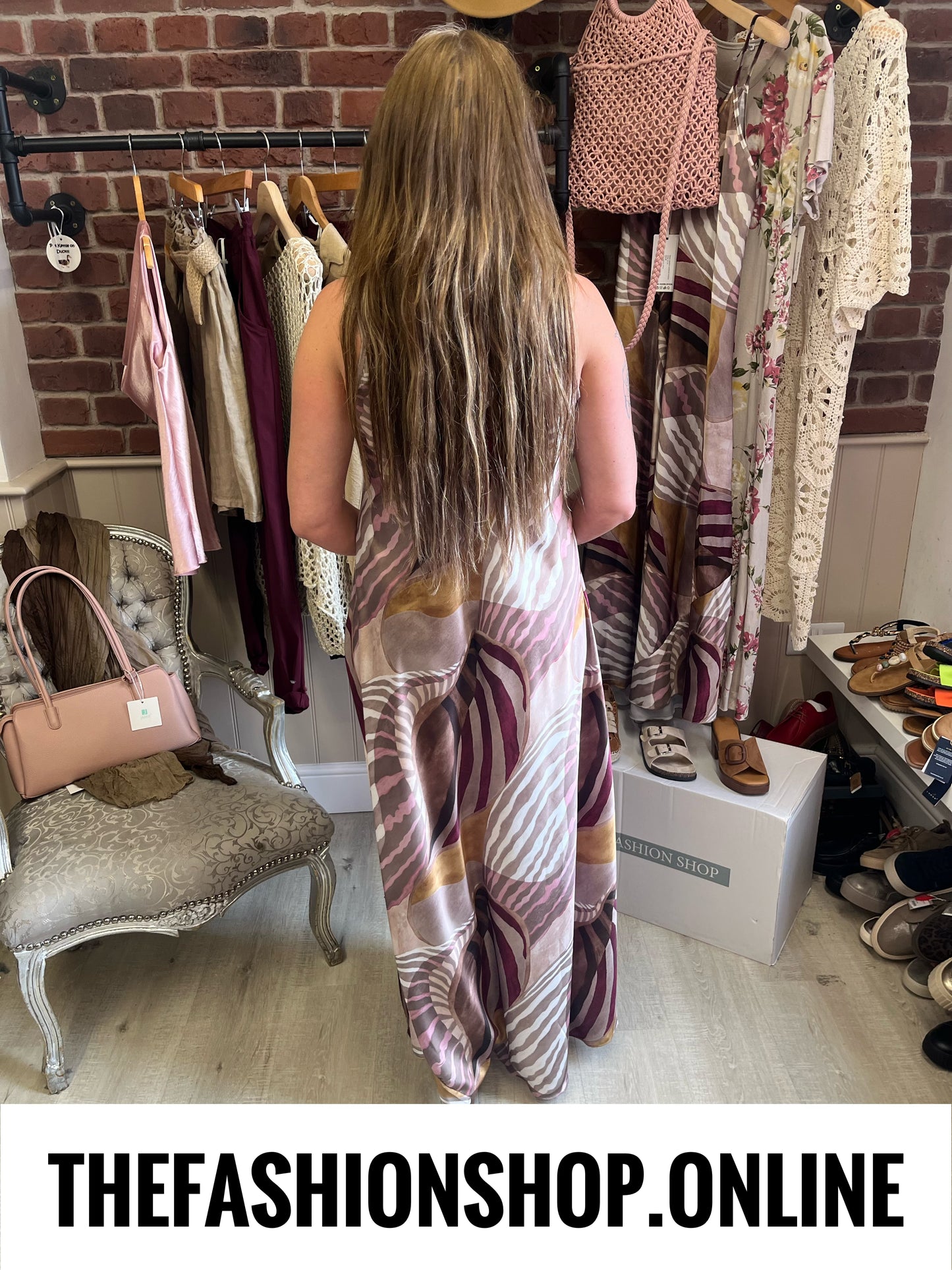 Macie abstract patterned strappy dress 10-16