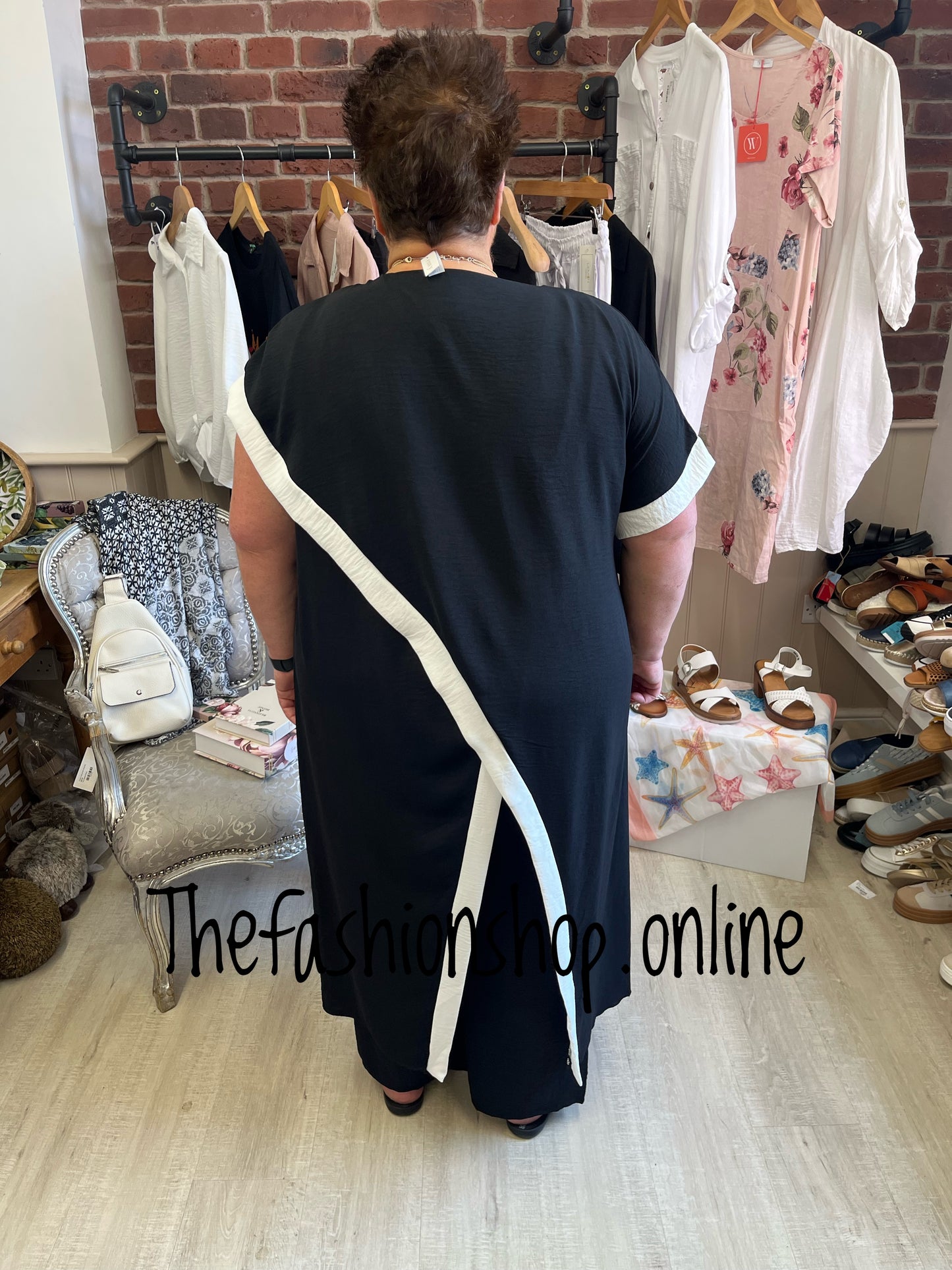 Zara black and cream drape trousers set 16-22