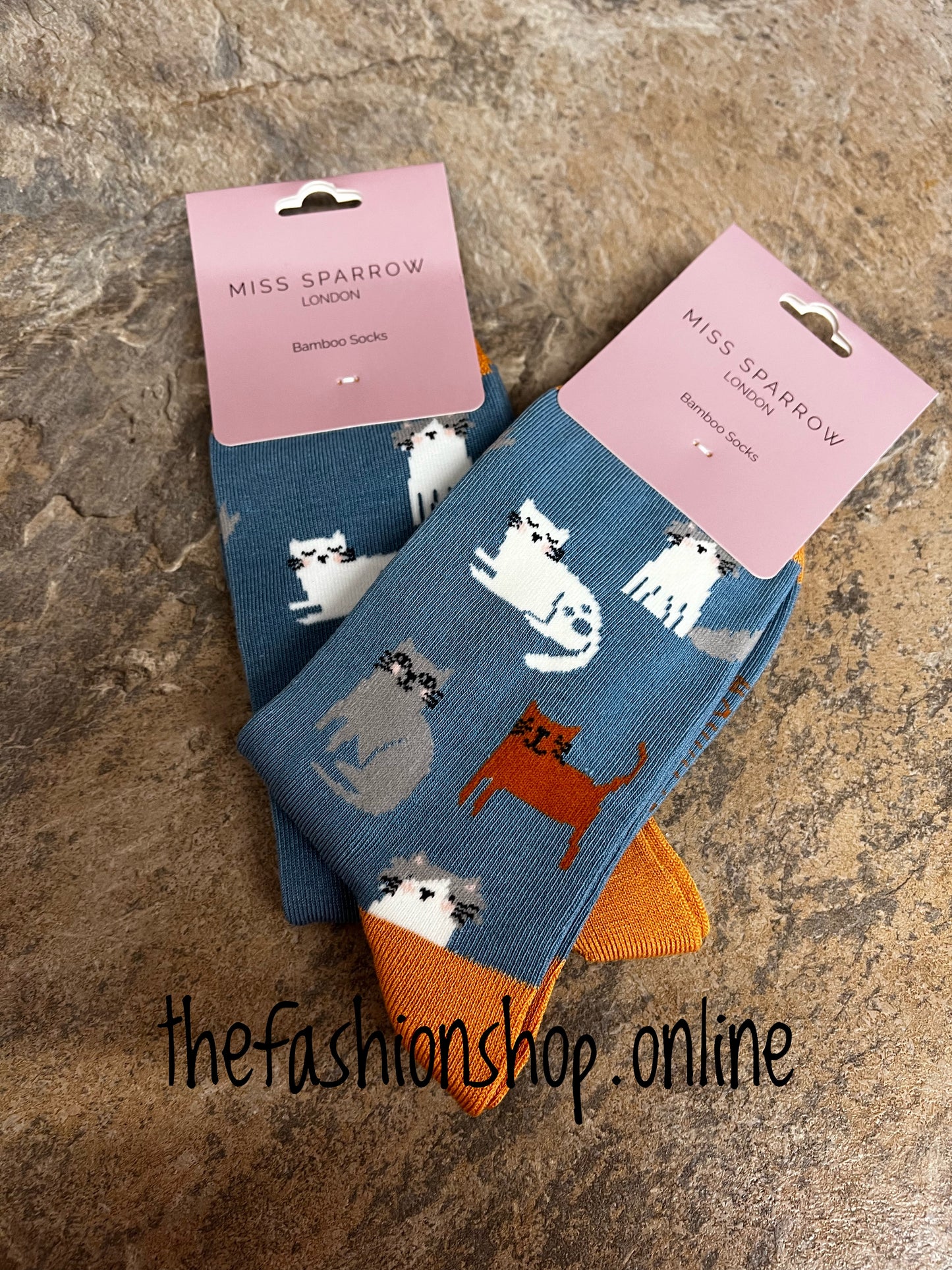 Miss Sparrow Denim Cute Kitten Bamboo socks 3-7