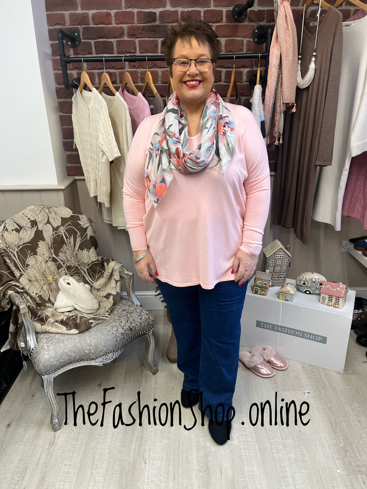 Pammie pink fine knit jumper 16-22