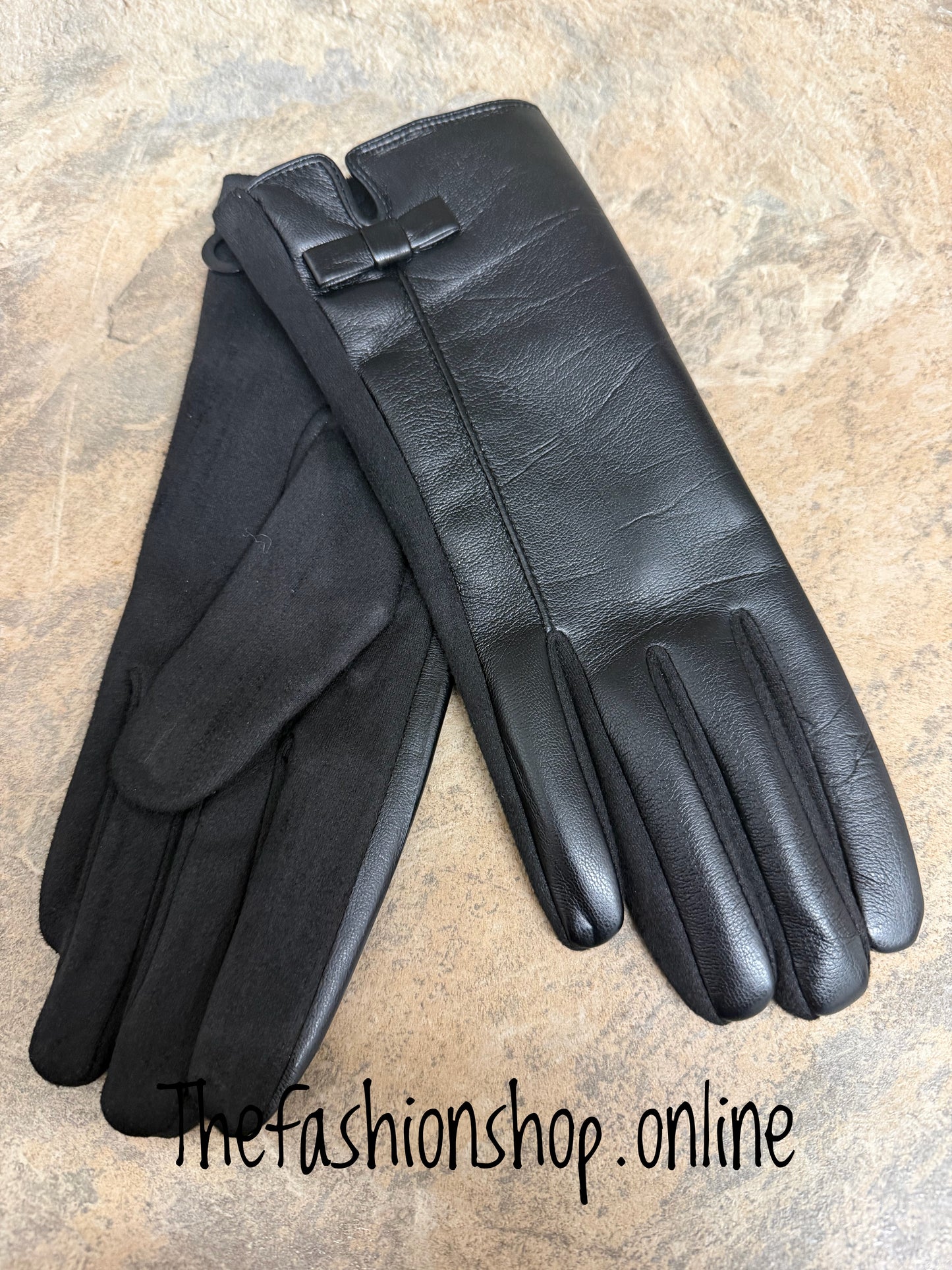 Premium Faux Leather Gloves in Black