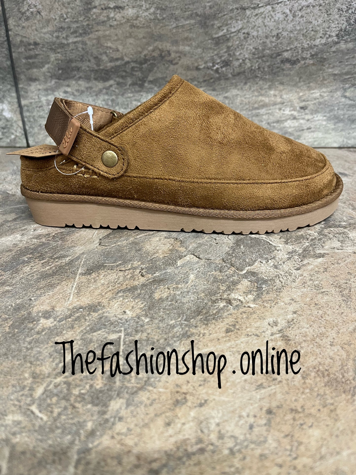 Ella Evie chestnut ankle strap clog mules slippers sizes 4-8