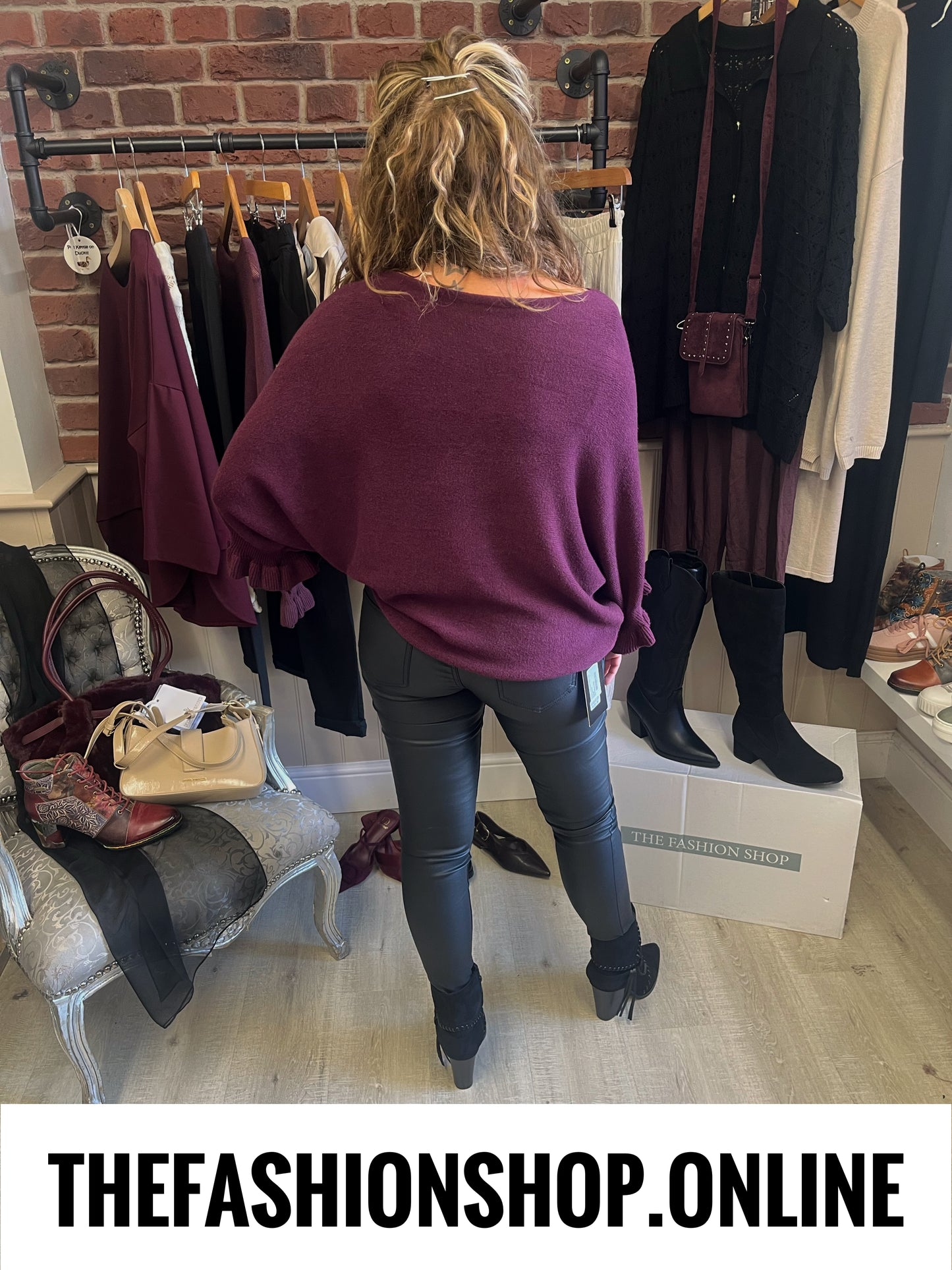 Zara mulberry frill sleeve jumper 10-16