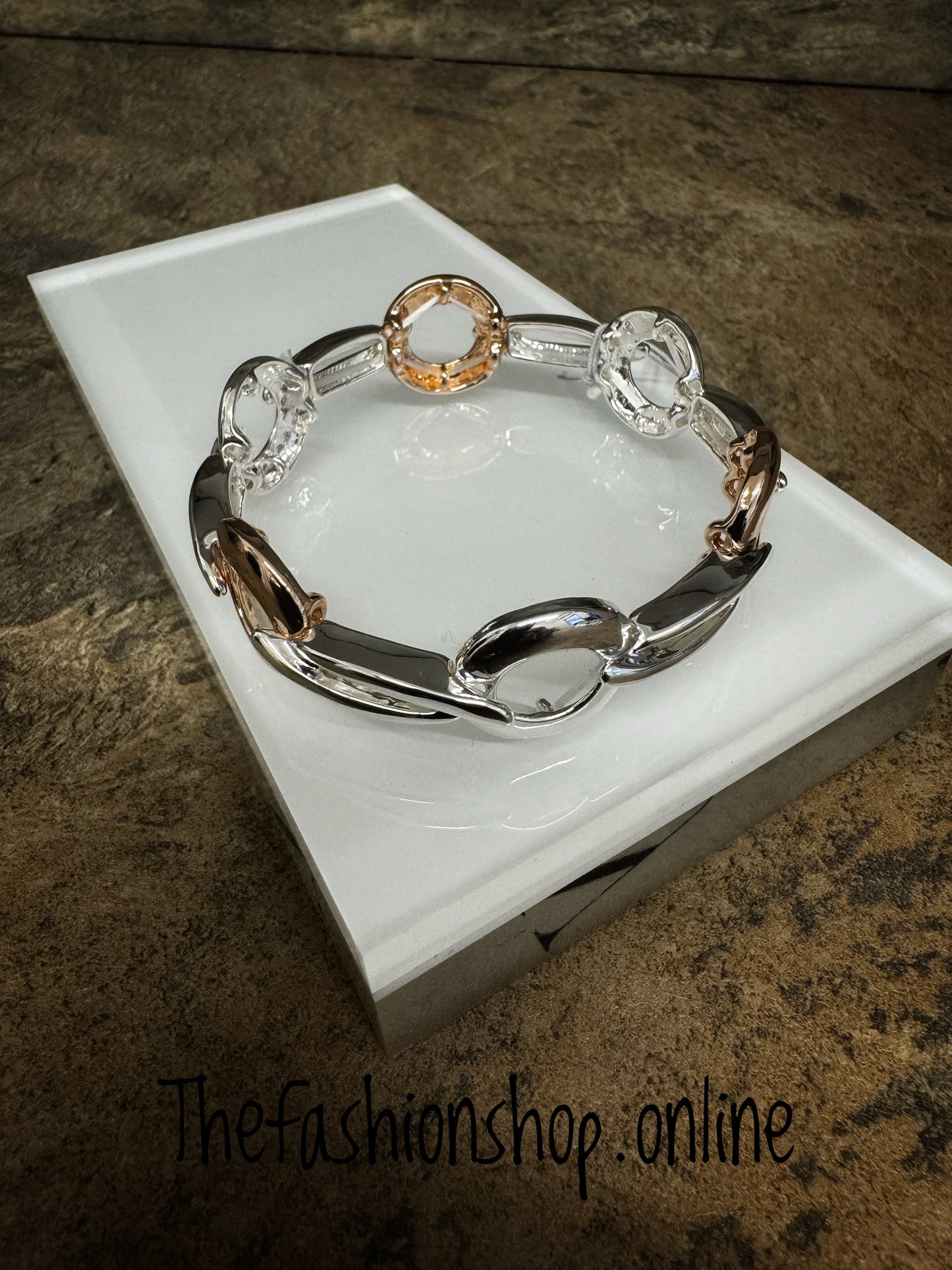 Gracee two tone shaped links bracelet