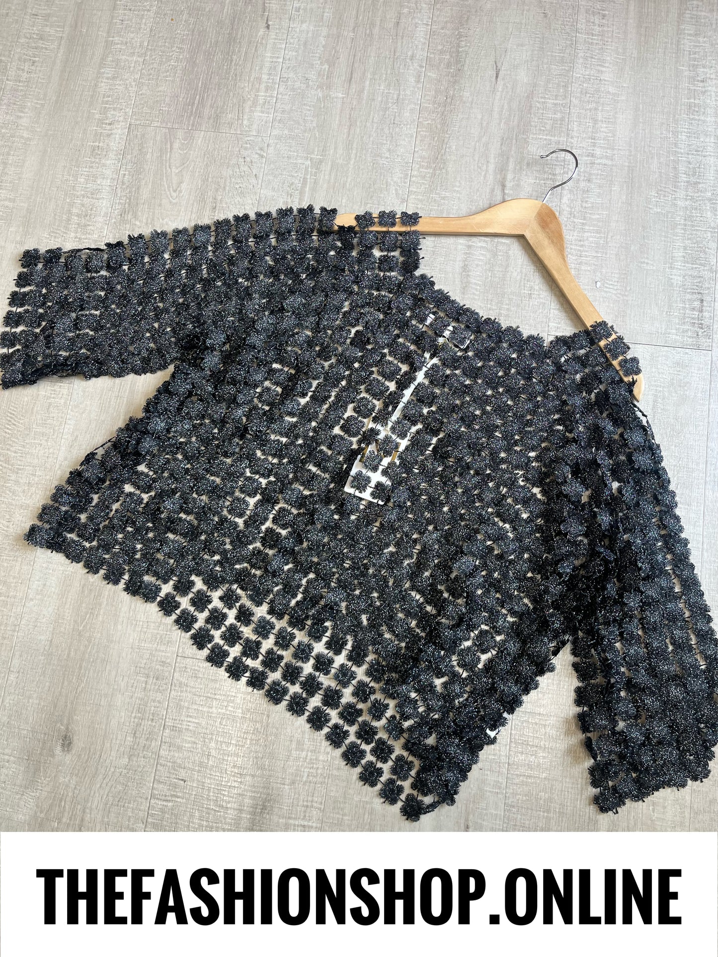 Aurora black sparkle daisy layering top 10-18