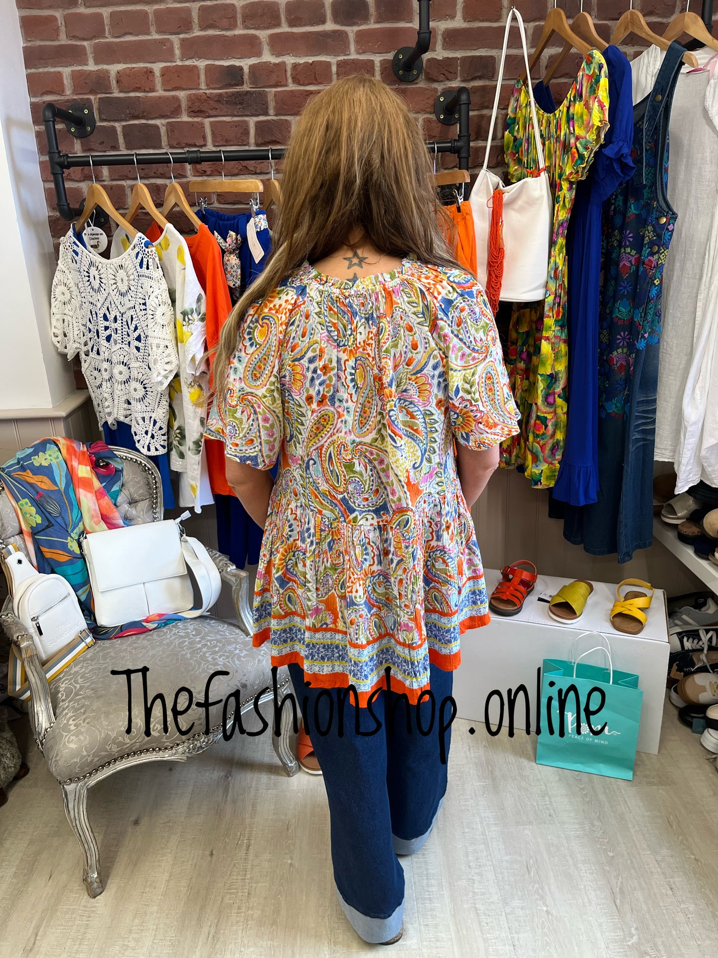 Phoebe colourful paisley top sizes 10, 12 and 14