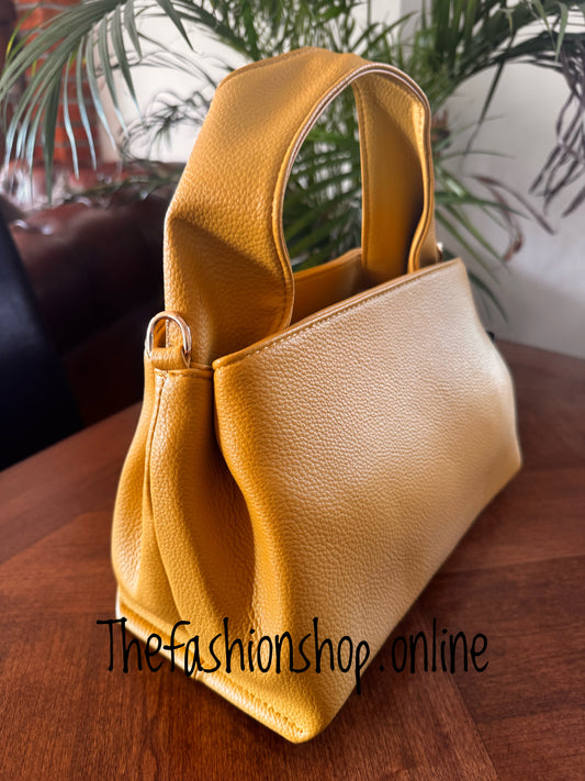 Lily Tote Bag with shoulder strap in Mustard Yellow