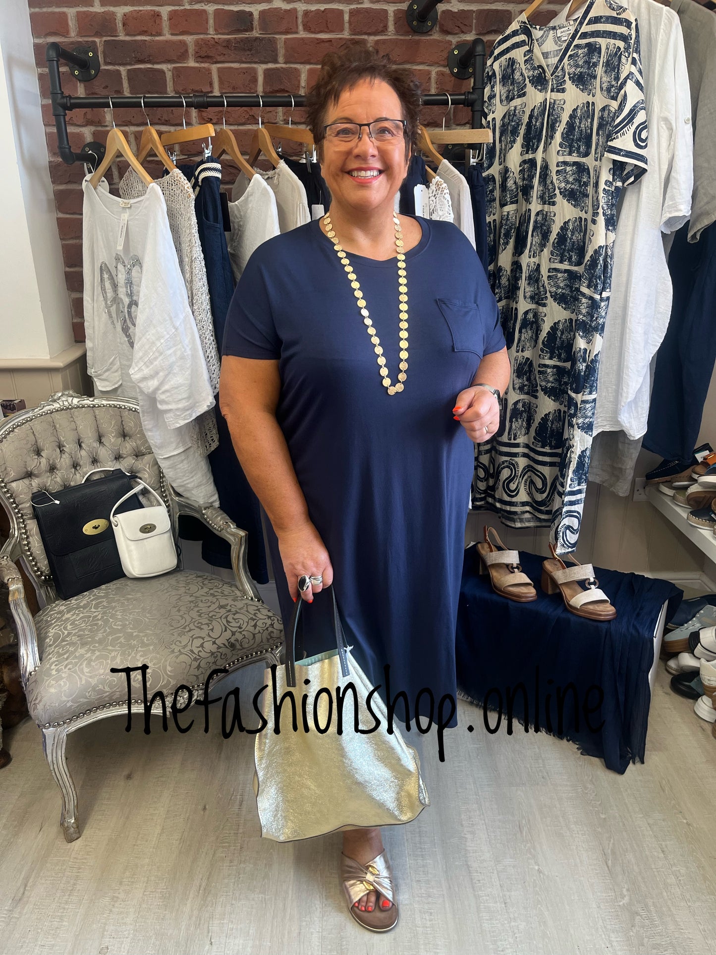 Navy midi dress up dress down dress 16-26