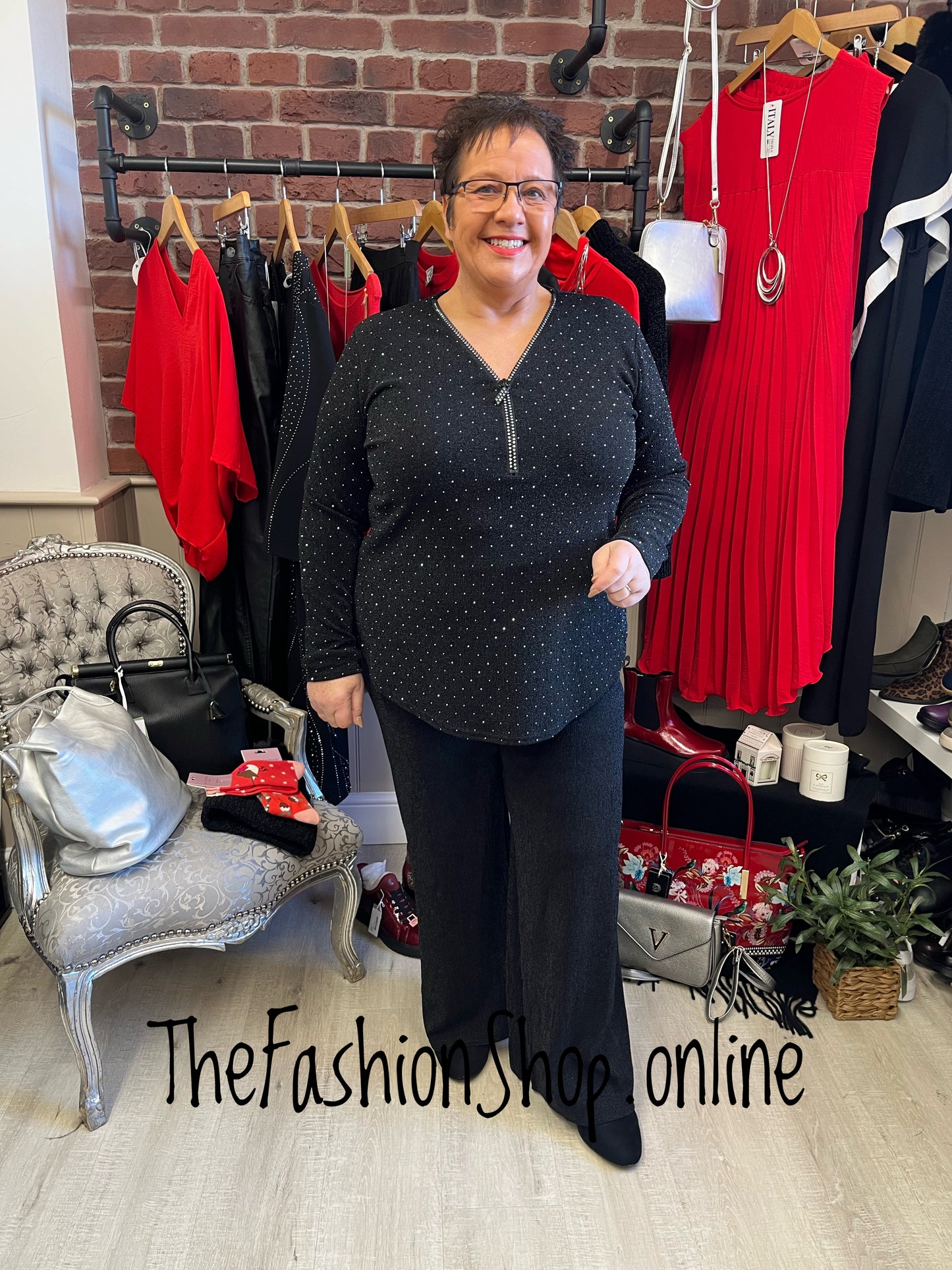 Carolina black diamante zip top 12-20