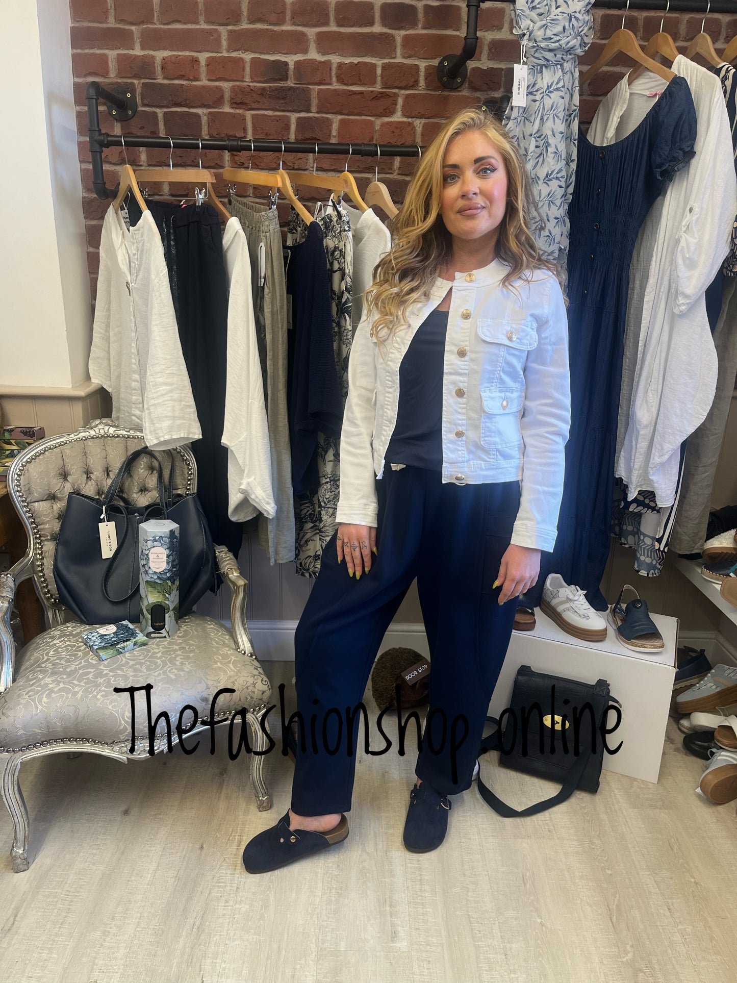 Katie white military denim jacket sizes 10-20