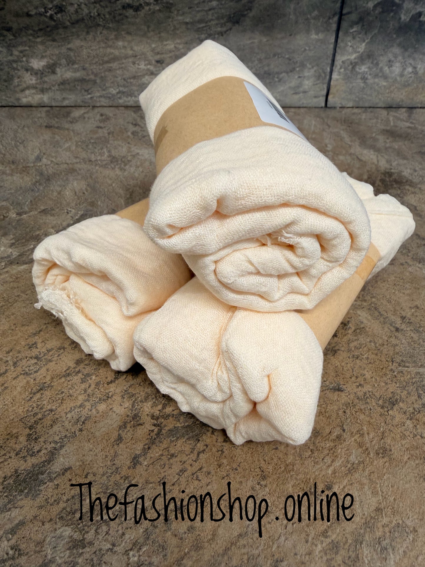 Cream fine waffle scarf