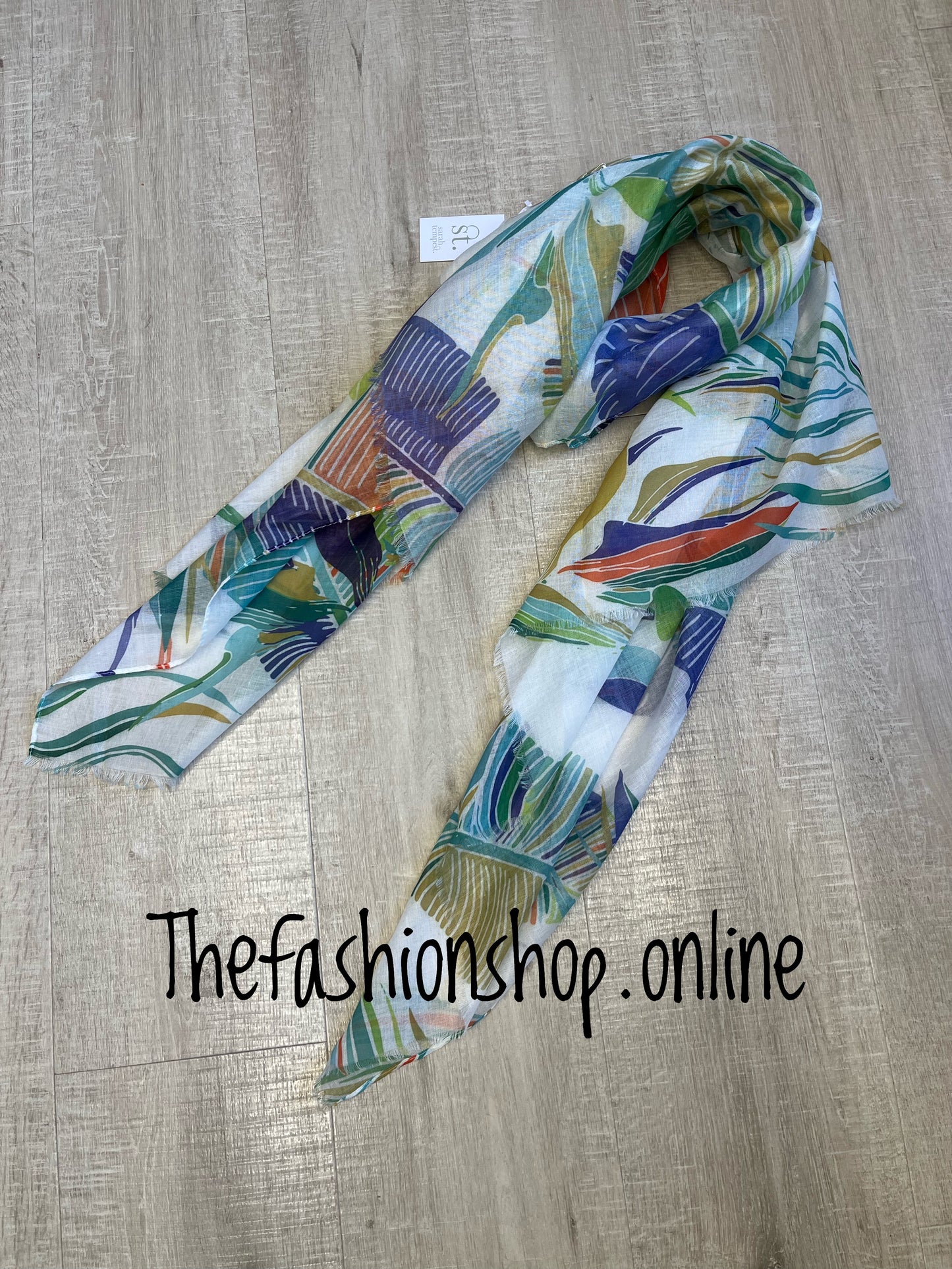 Sarah Tempest tropical palm leaf scarf