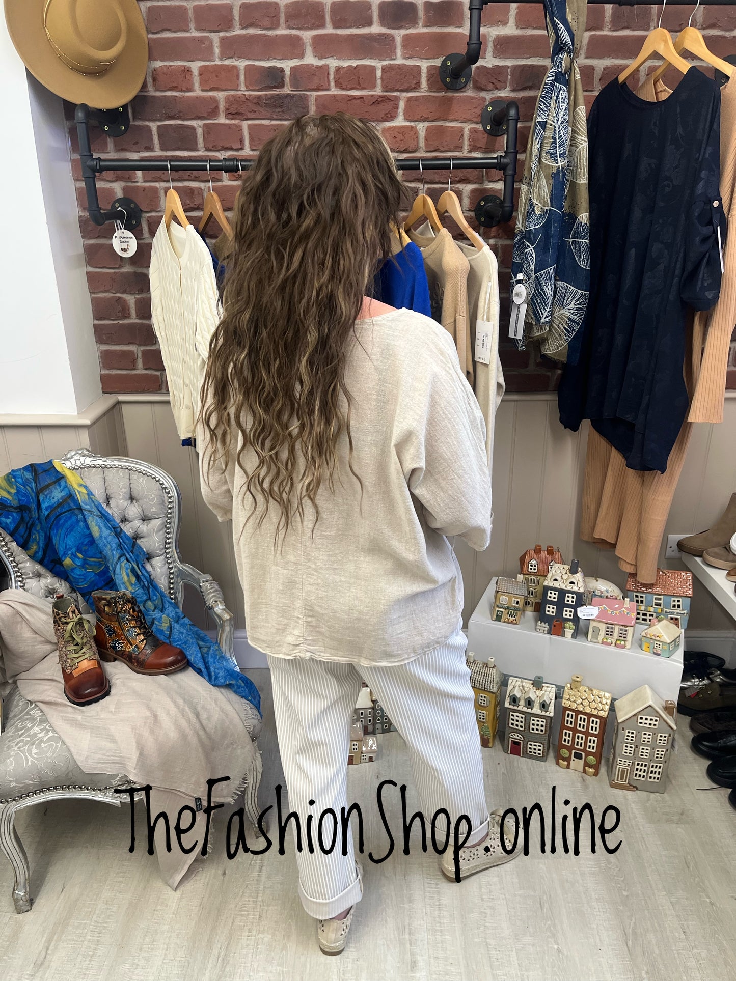 Penny beige linen mix top 10-16