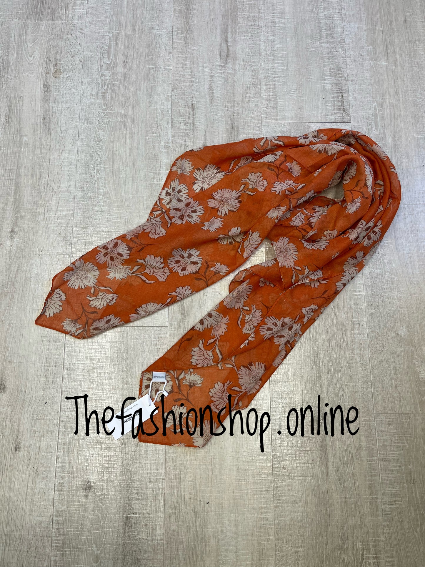 Orange vintage floral print scarf