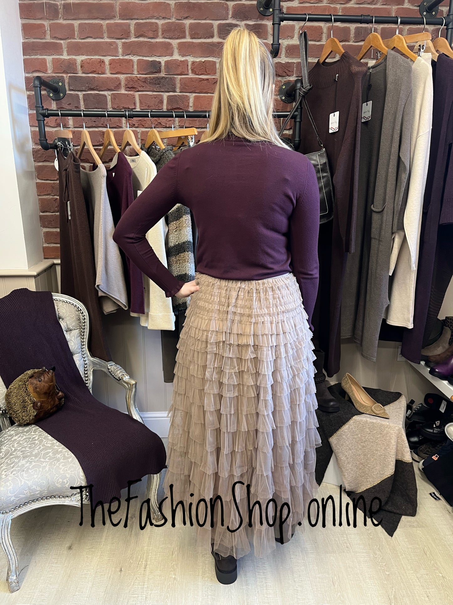 Maya damson frill neck jumper 8-14