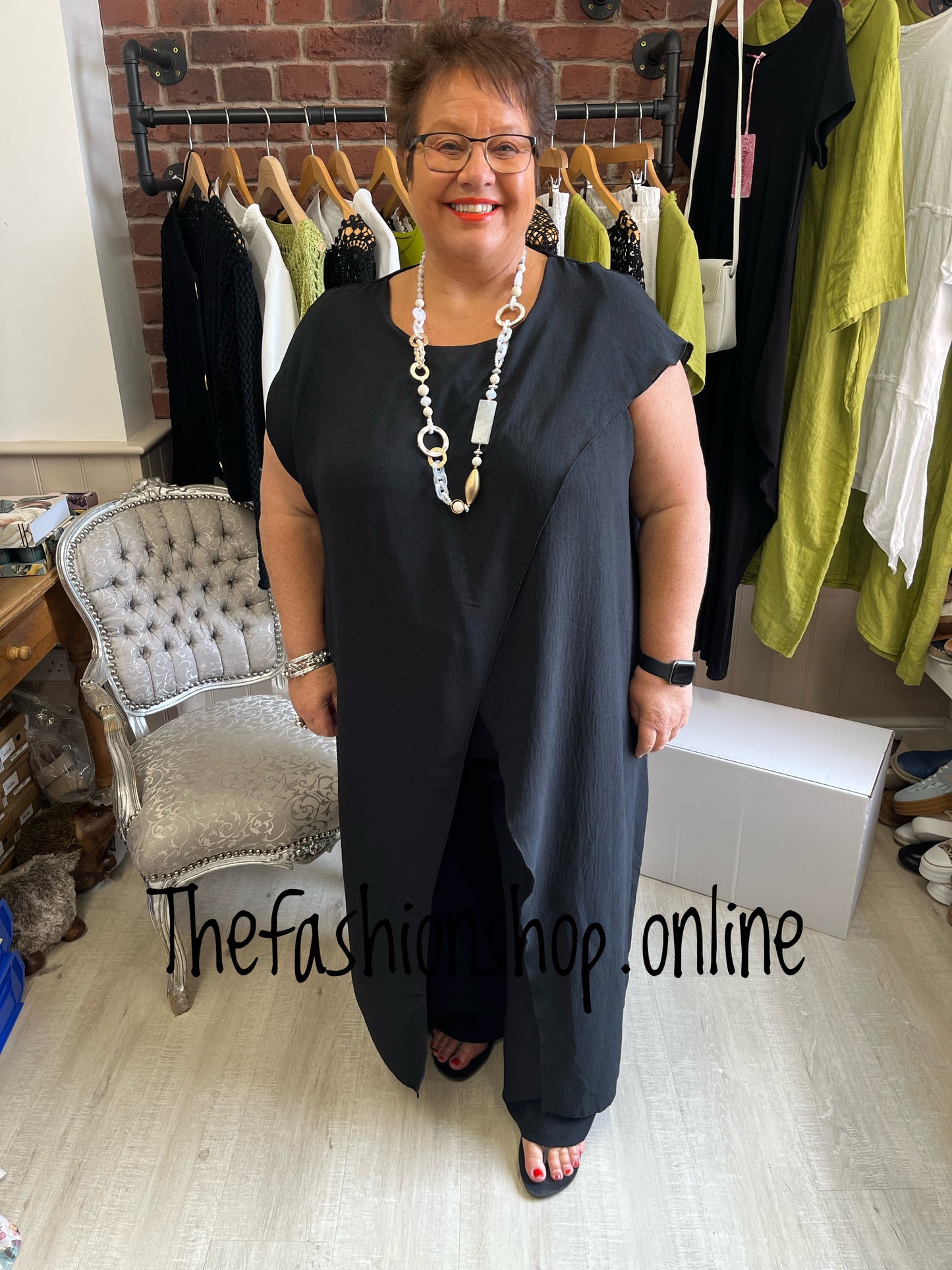 Zara black drape trouser set 16-24