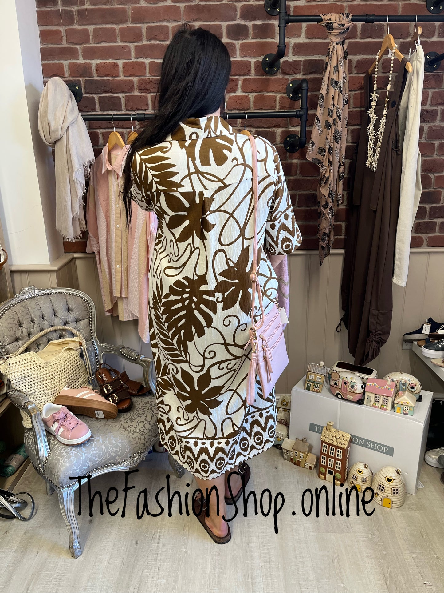 Willow brown and cream shirt dress 12-16