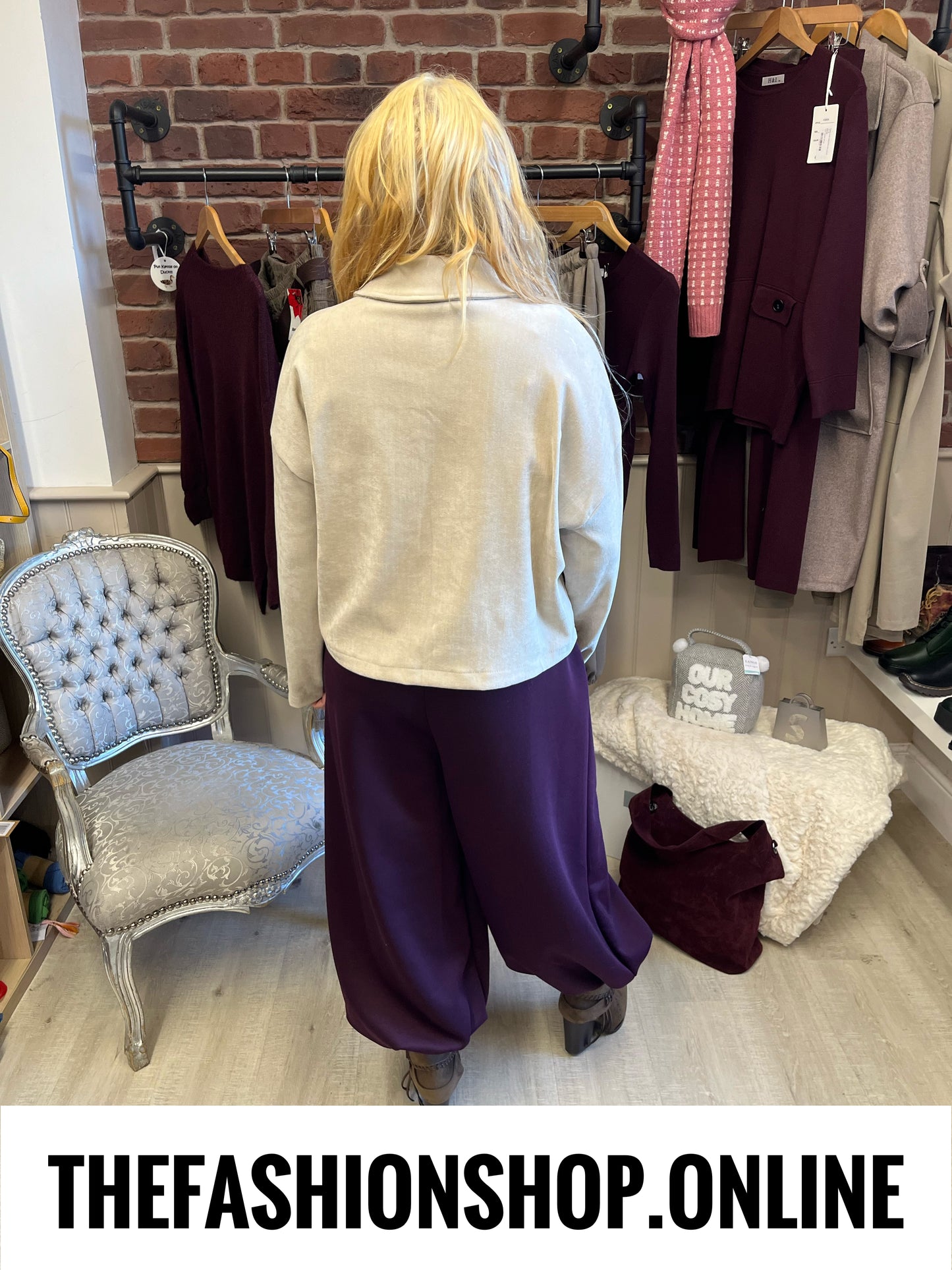 Kelsey damson harem casual trousers 10-20