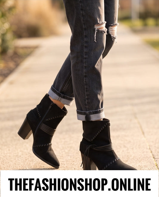 Montana black faux suede Western boots sizes 3-8 (36-41)