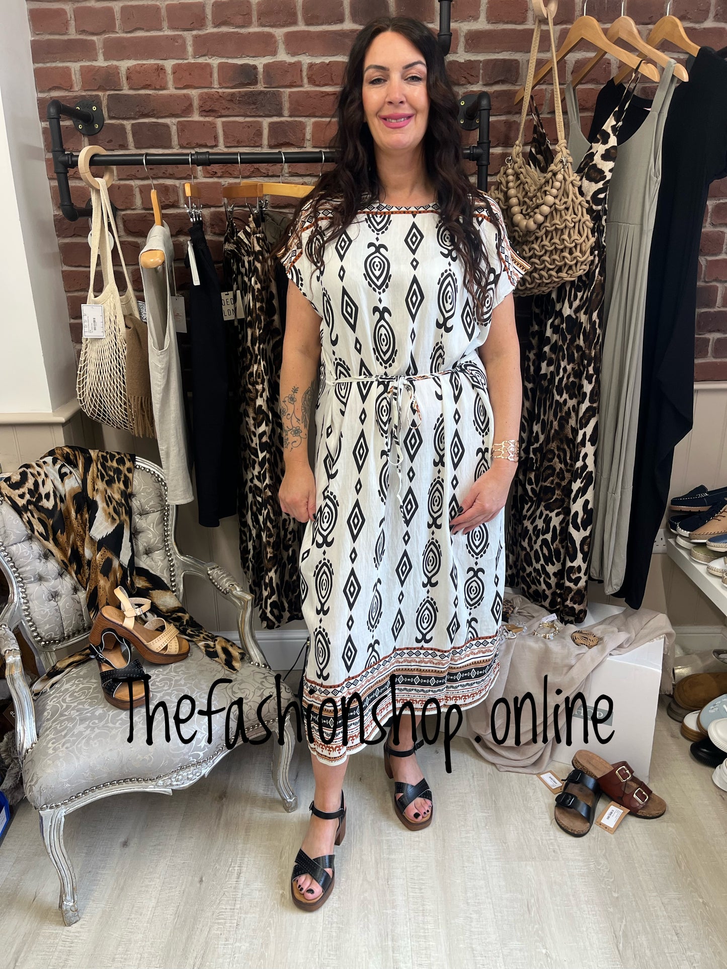 Serena Aztec print dress 14-16 and 18-20