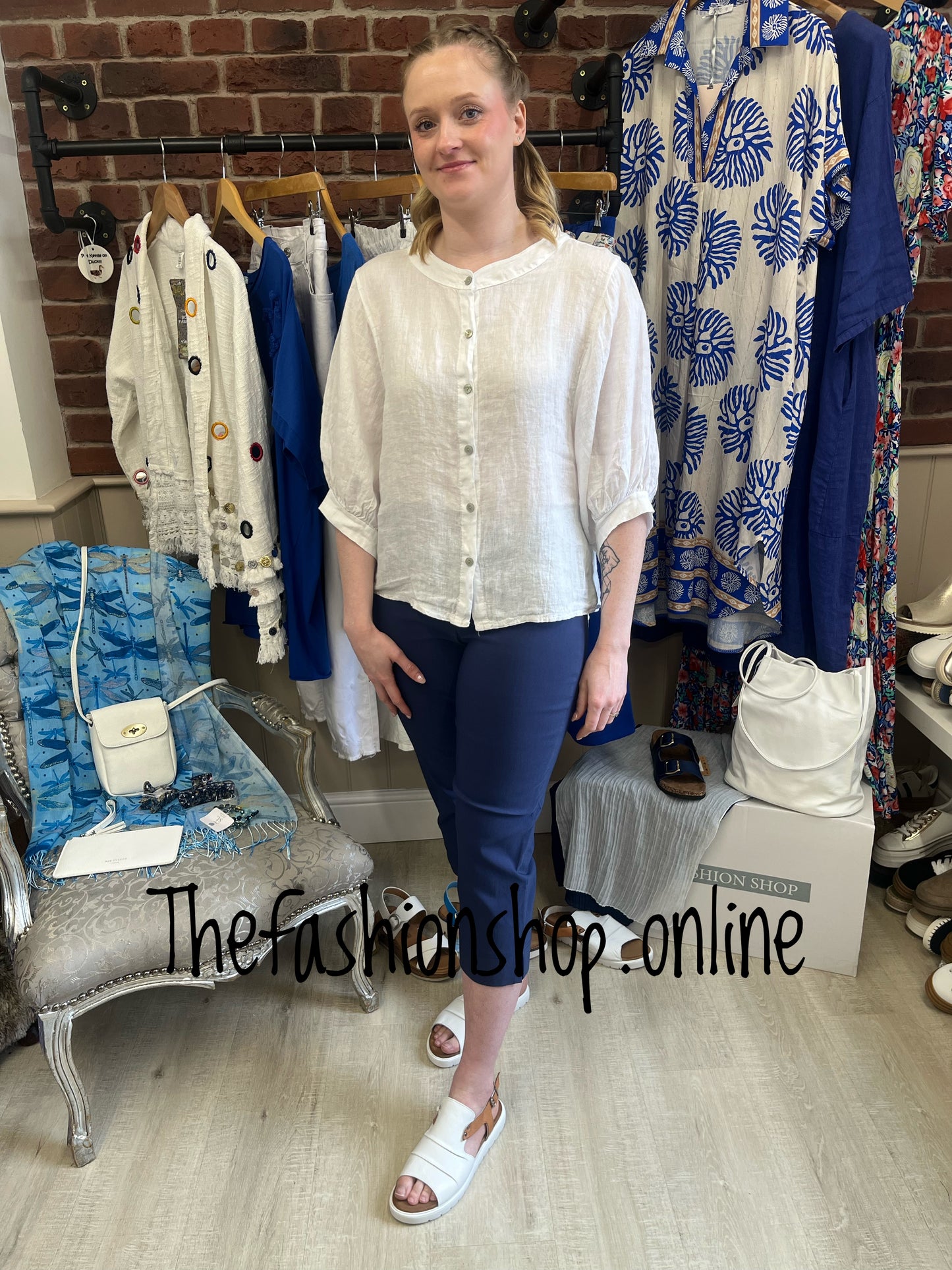 Erica white linen blouse 10-14