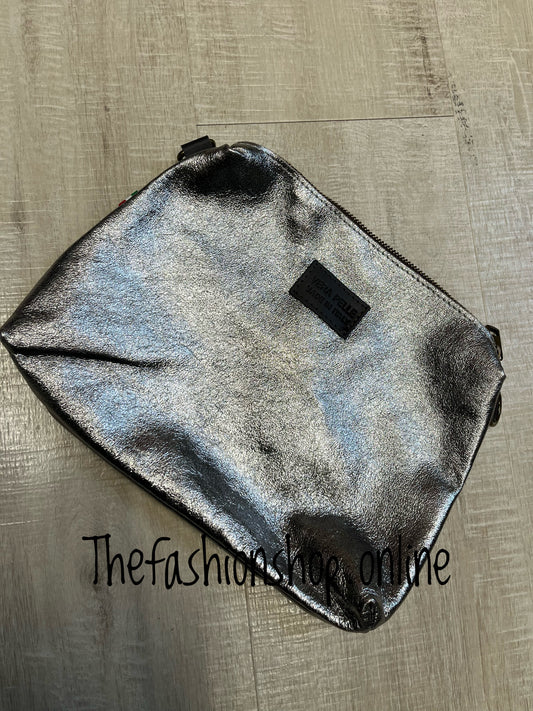 Sarah Tempest metallic silver leather tote bag