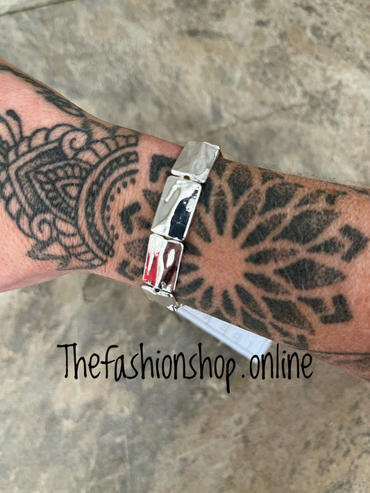 Jess & Lou silver elasticated tile bracelet