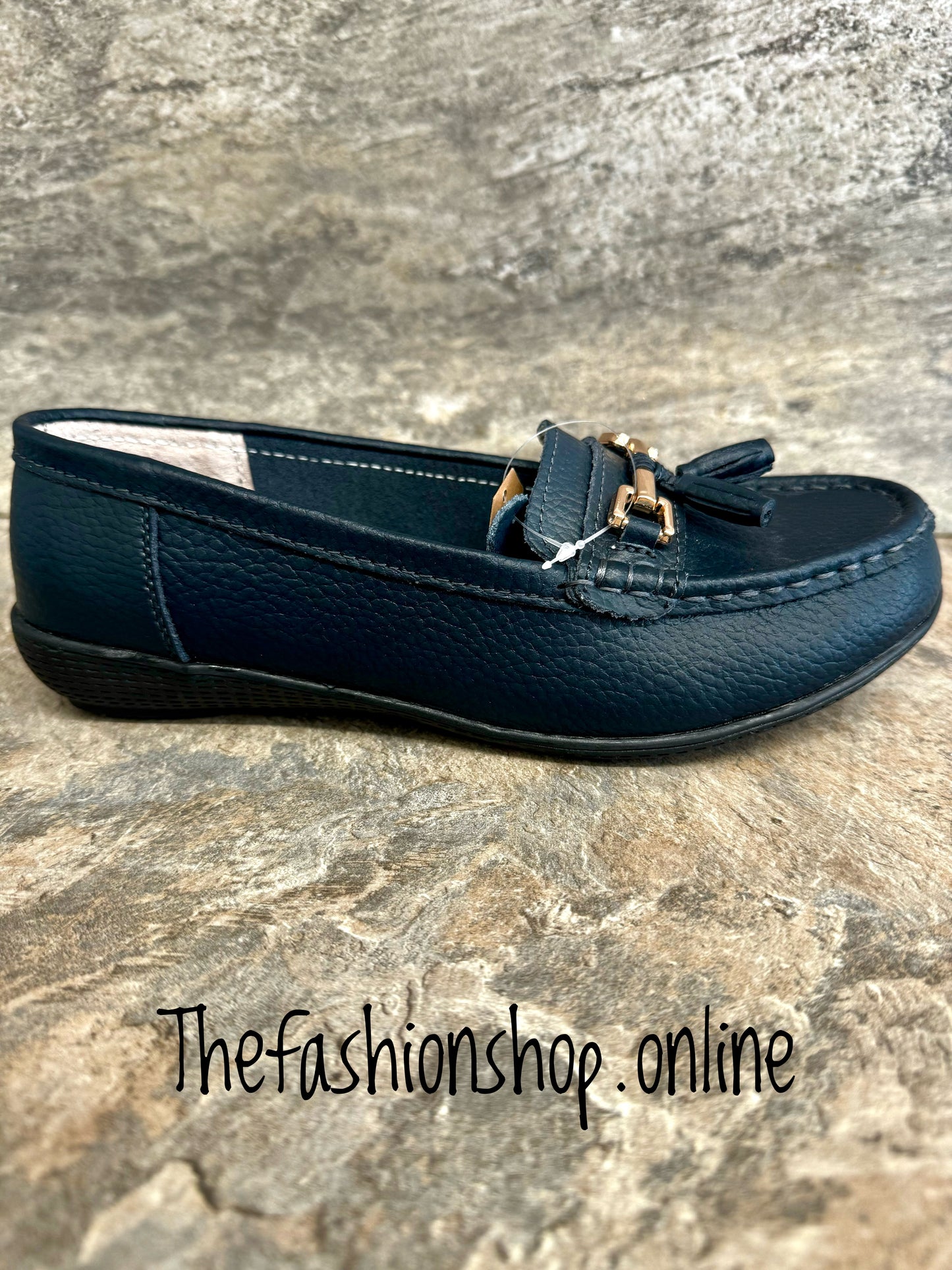 Jo & Joe Nautical wide fit dark navy leather loafer sizes 4-8