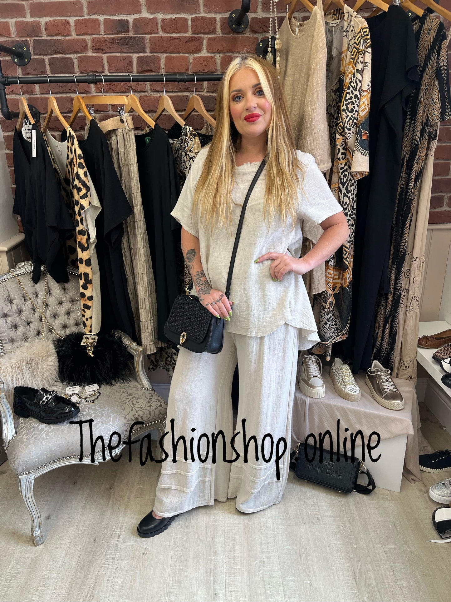 Tanya cream linen mix trousers 10-16