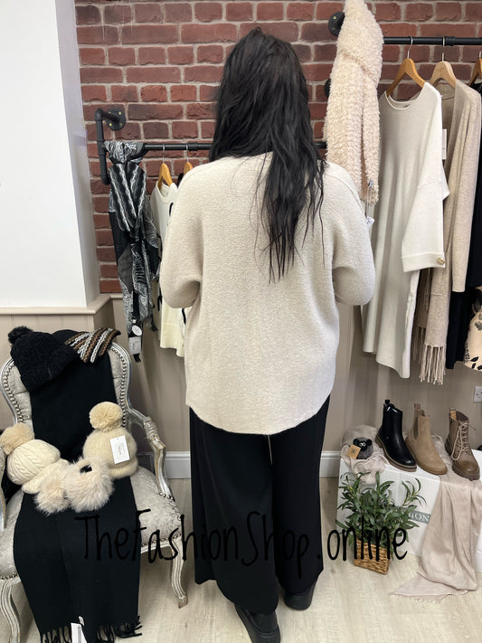 Erika beige edge to edge wool mix cardigan 8-16