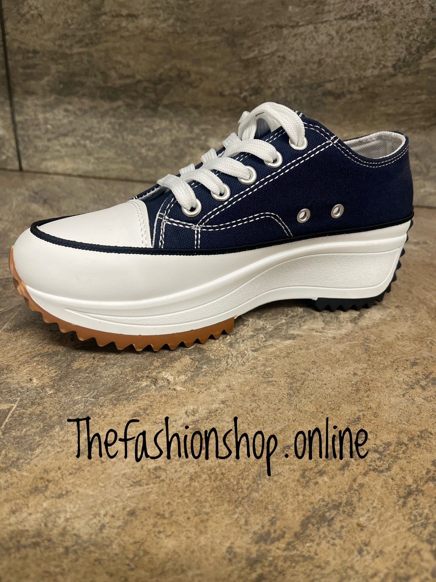 Navy Chunky lace up trainer sizes 3-8 (36-41)