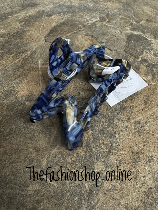 Red Cuckoo navy mottled star claw clip