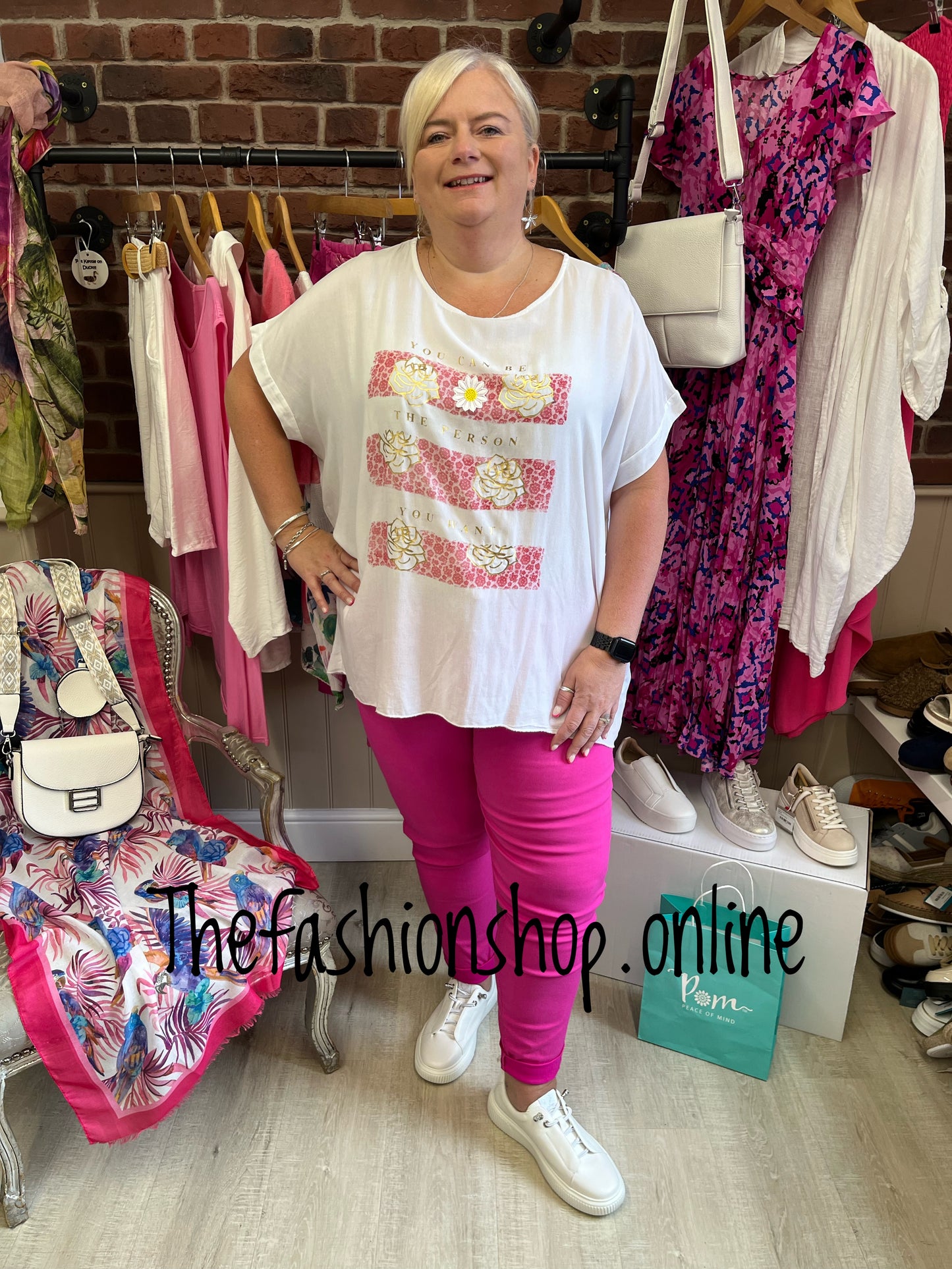 Amelia white and pink inspiration top 16-22