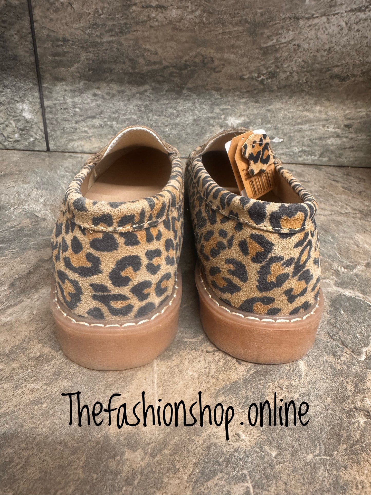 Jo & Joe leopard Shore leather suede loafer sizes 4-8 (37-41)