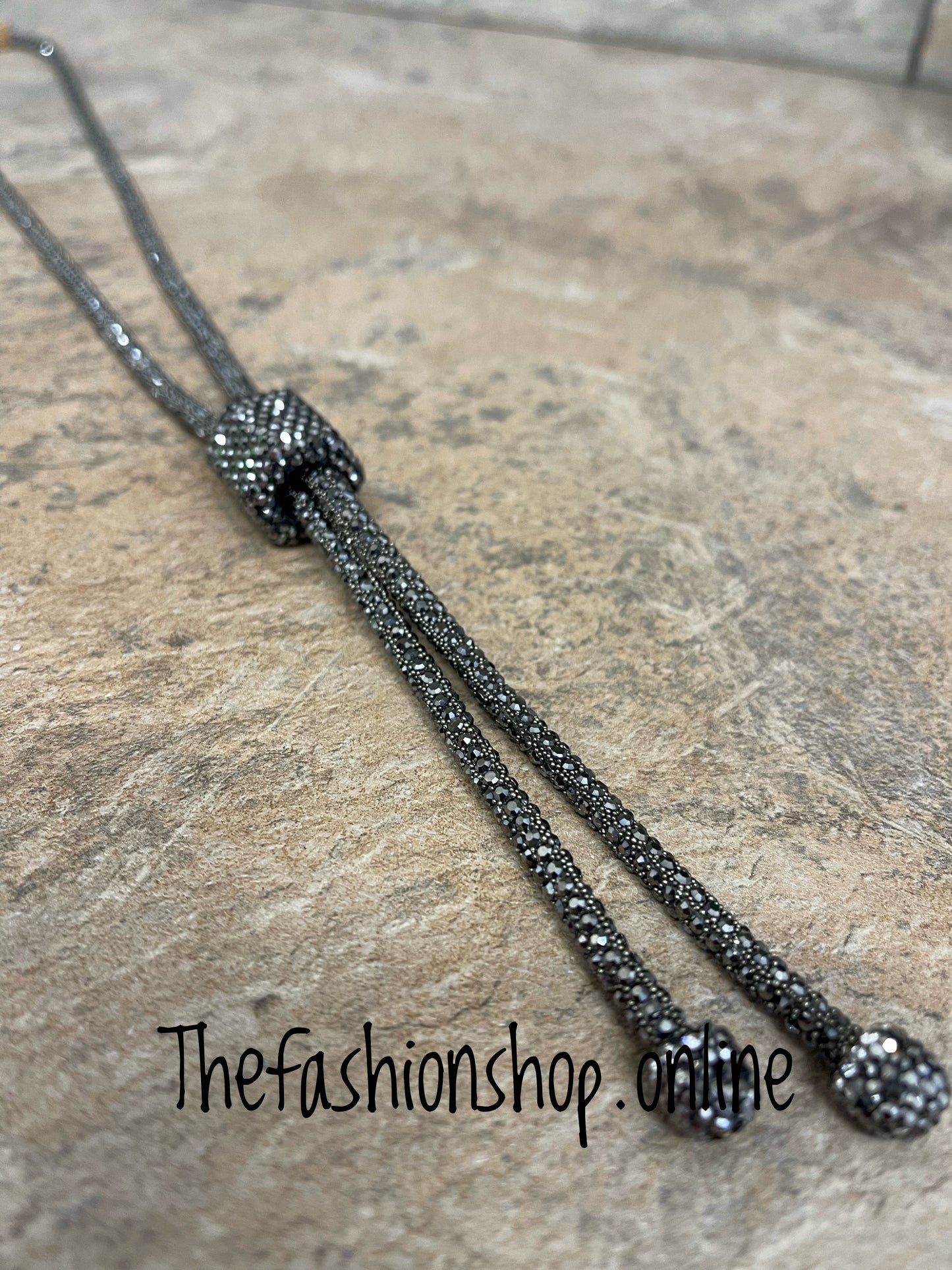 Pewter sparkle toggle necklace