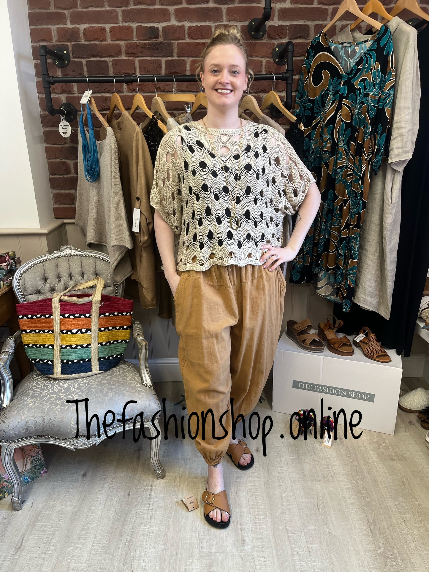 Rochelle beige crochet top 8-20