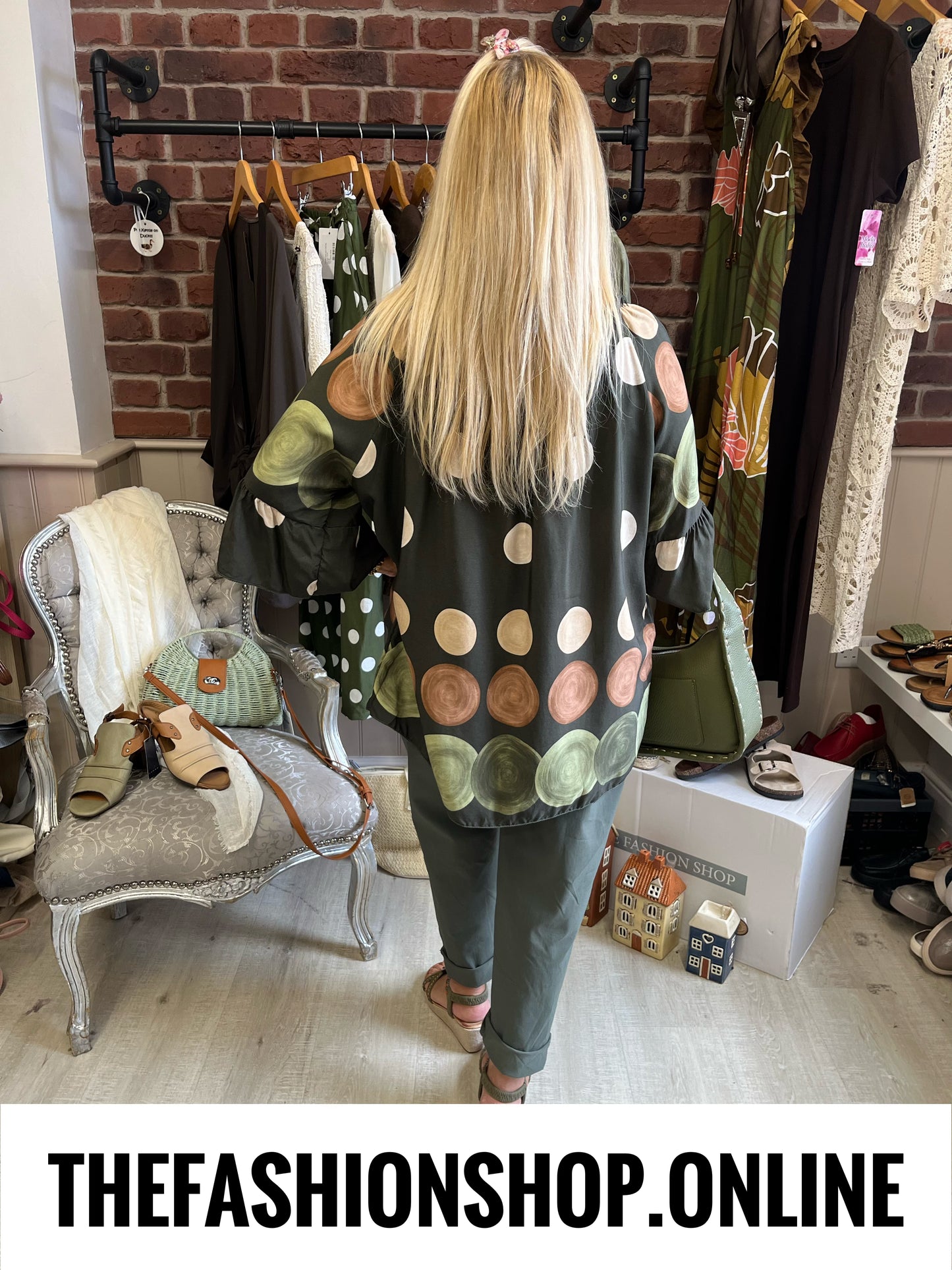 Stella khaki and tan bardot top 14-18