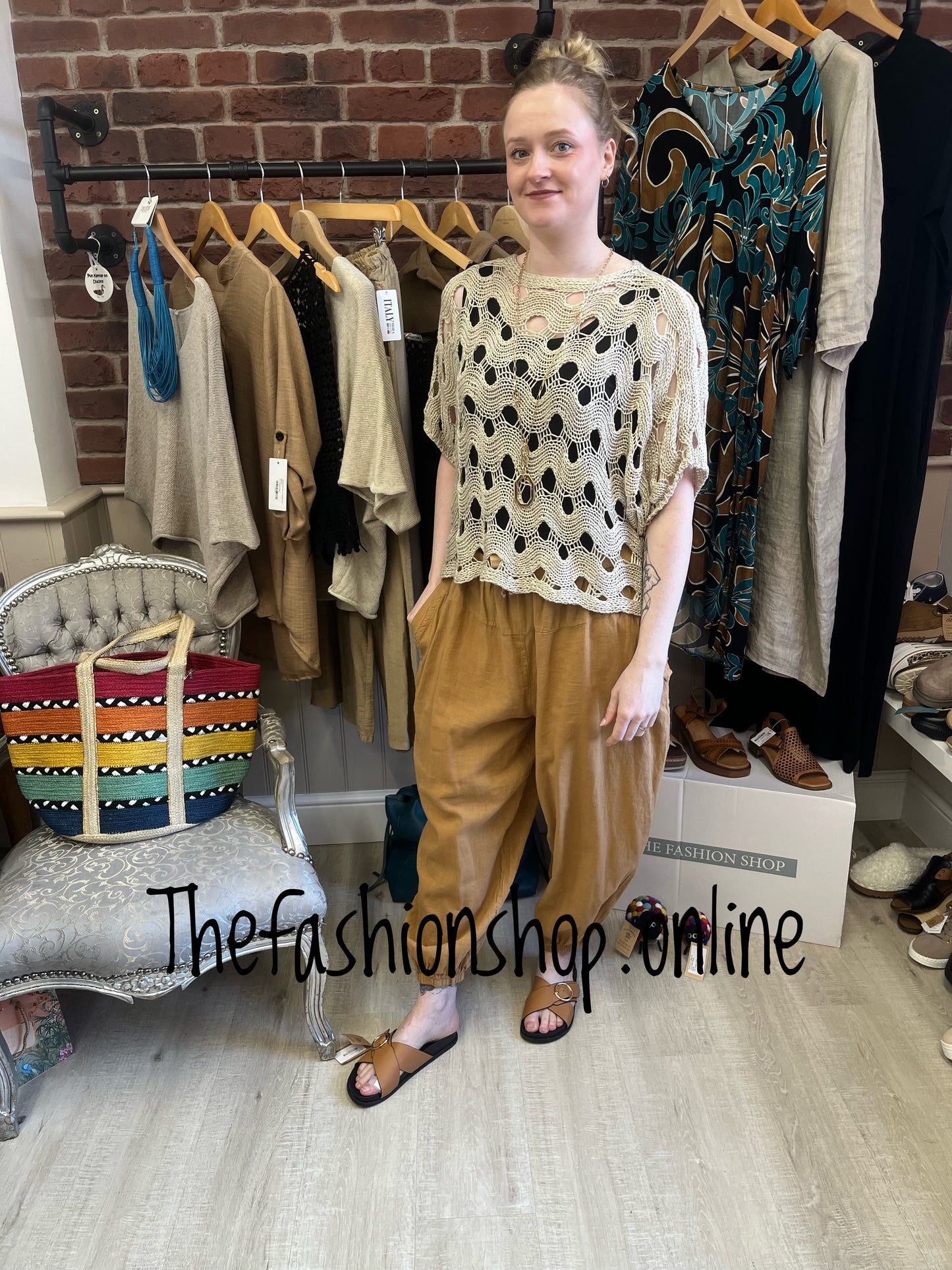 Rochelle beige crochet top 8-20