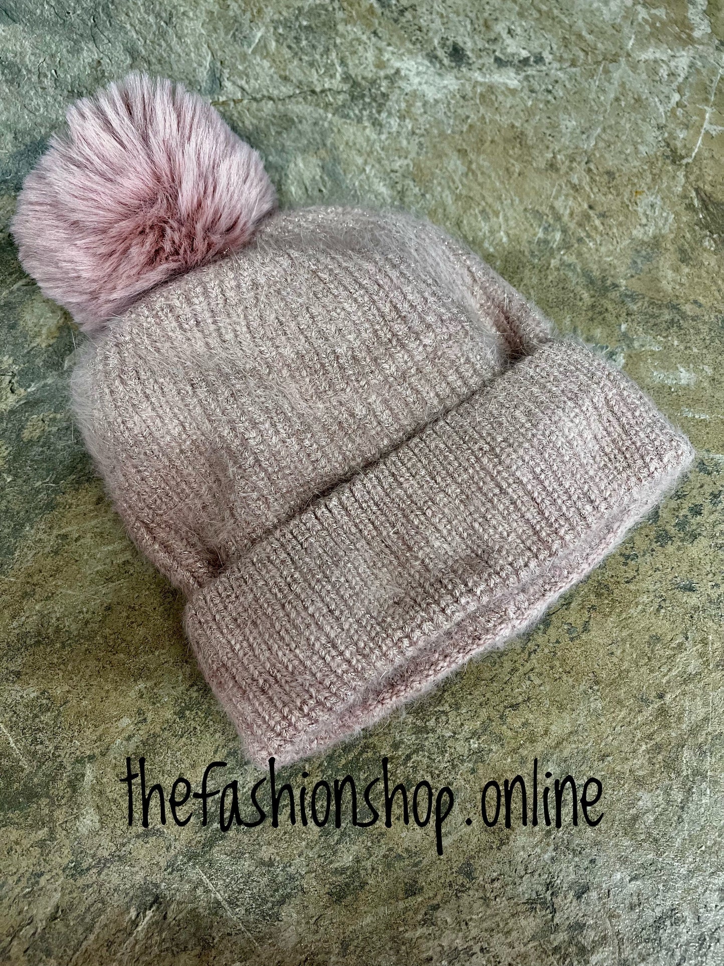 Pink sparkle pompom hat