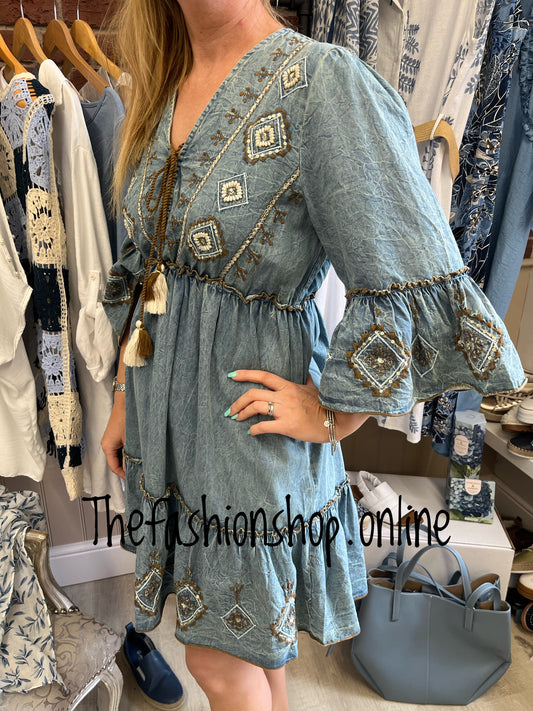 Sarina denim boho tassel dress sizes 10, 12 and 14