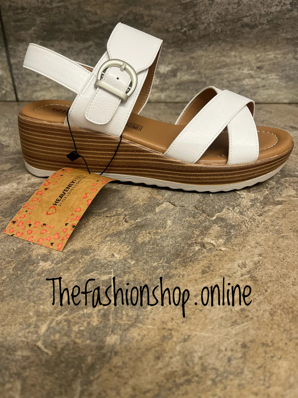 Heavenly Feet white Destiny wedge sandal sizes 4-7 (37-41)