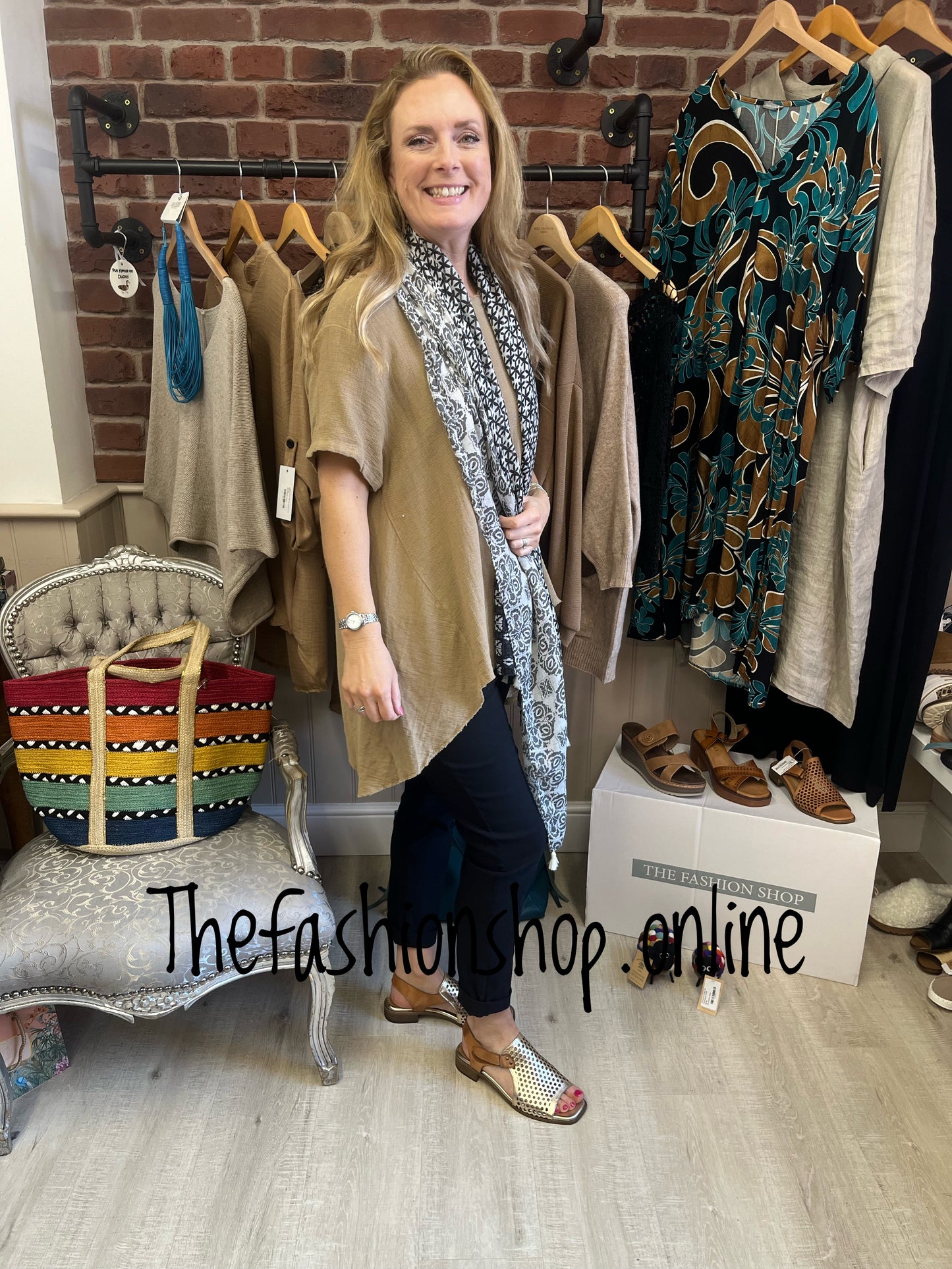 Tanya camel linen mix top 10-16