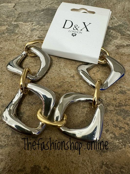 D&X silver plated two tone linked bracelet