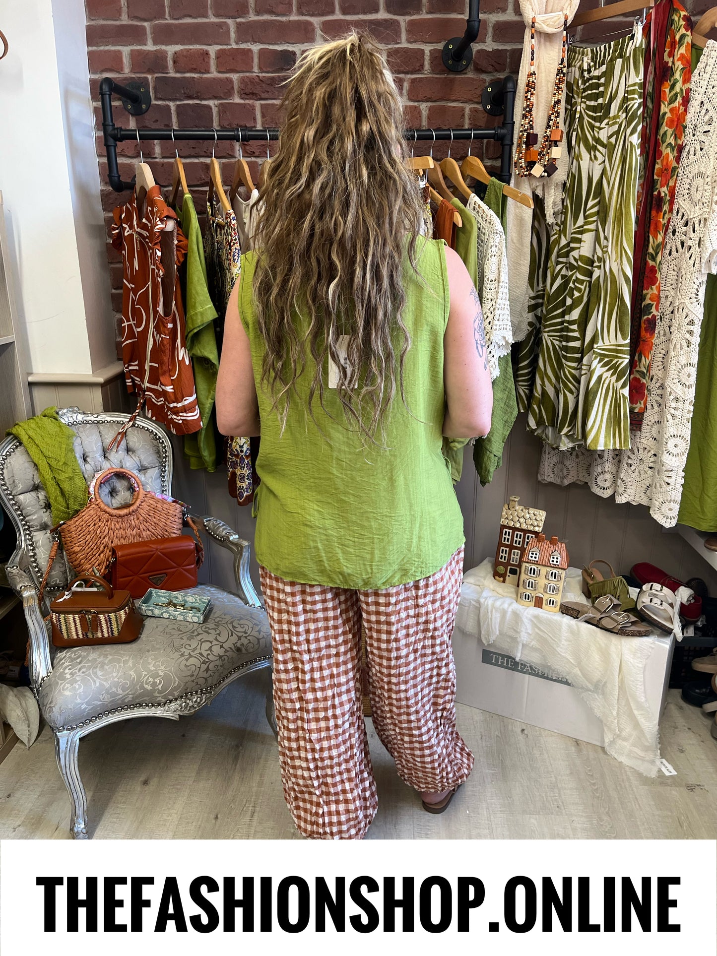Zuri olive side tie top 8-14
